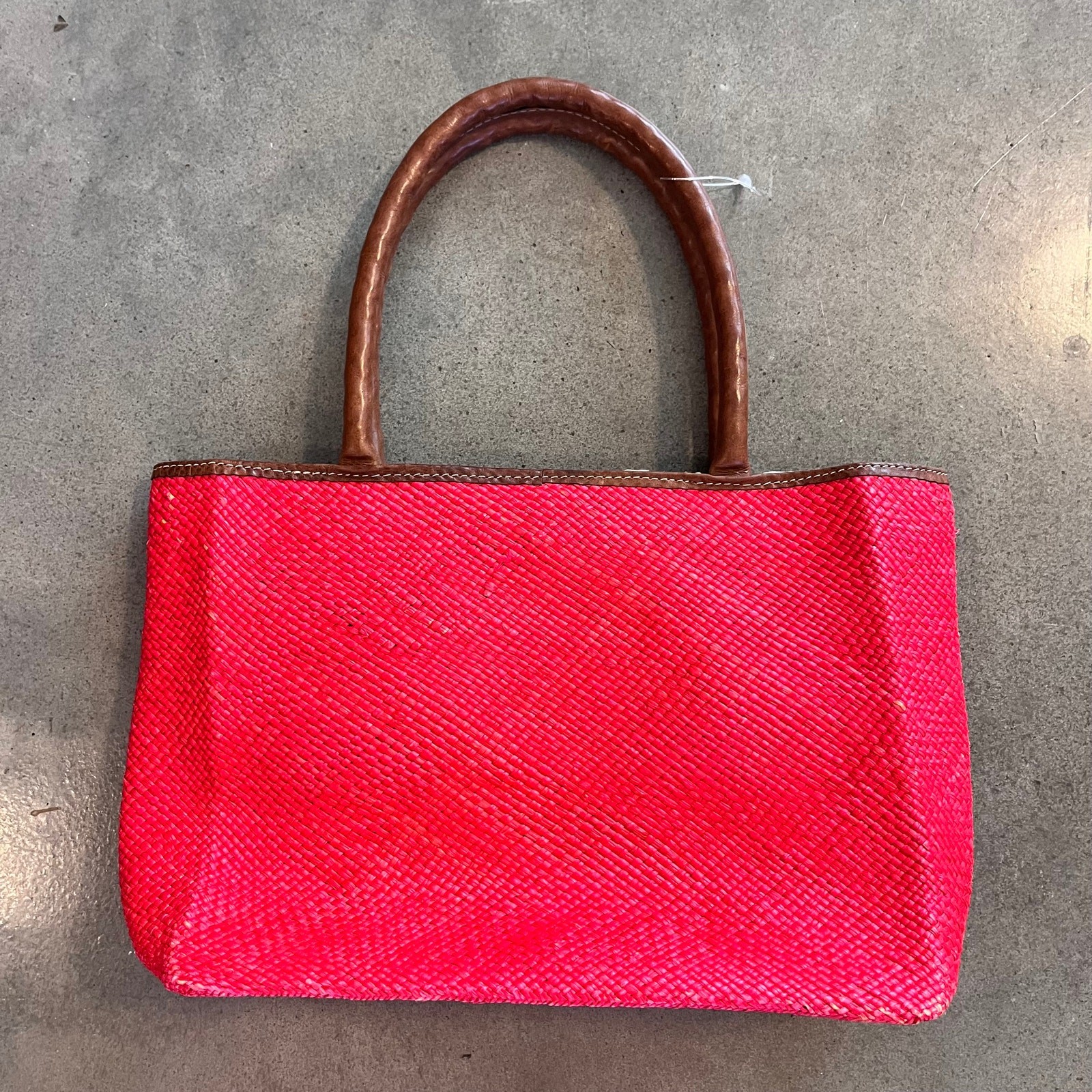 Vero Santes Fruit pineapple red woven straw handmade Ecuador purse tote bag