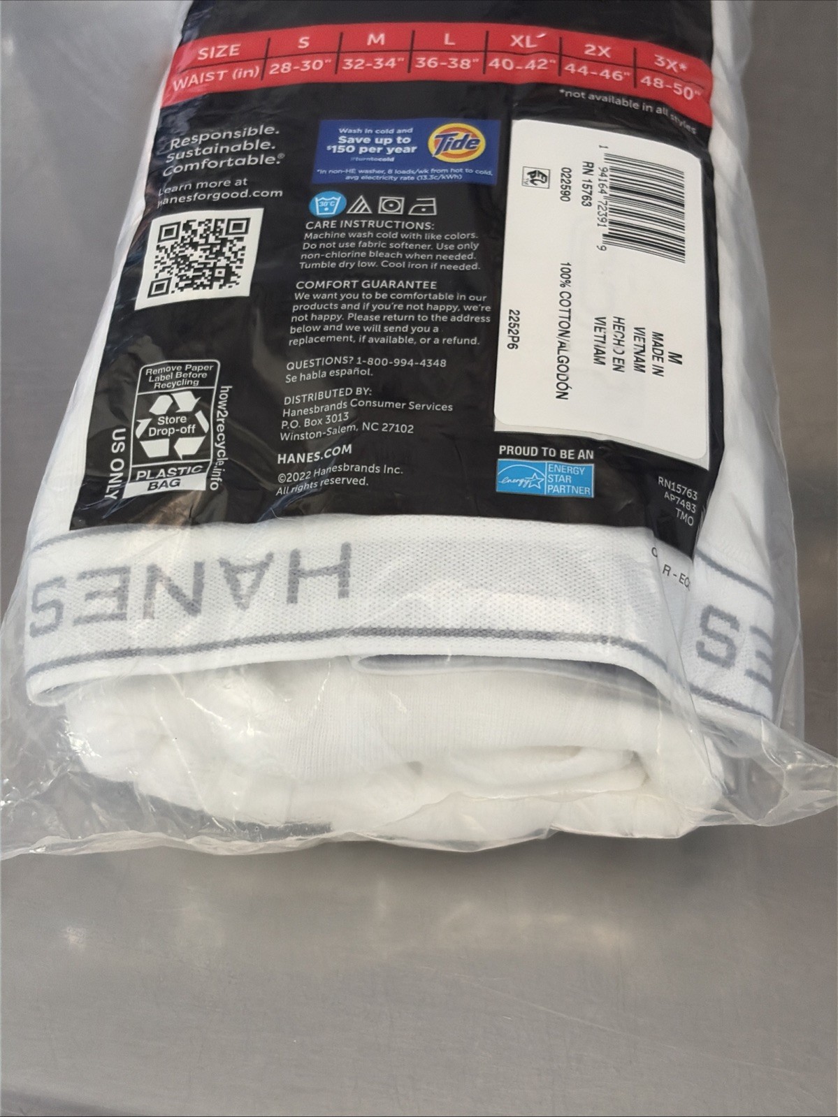Hanes Tagless Briefs 6 Pack Mens Size Medium M 32-34 100% Cotton SEALED