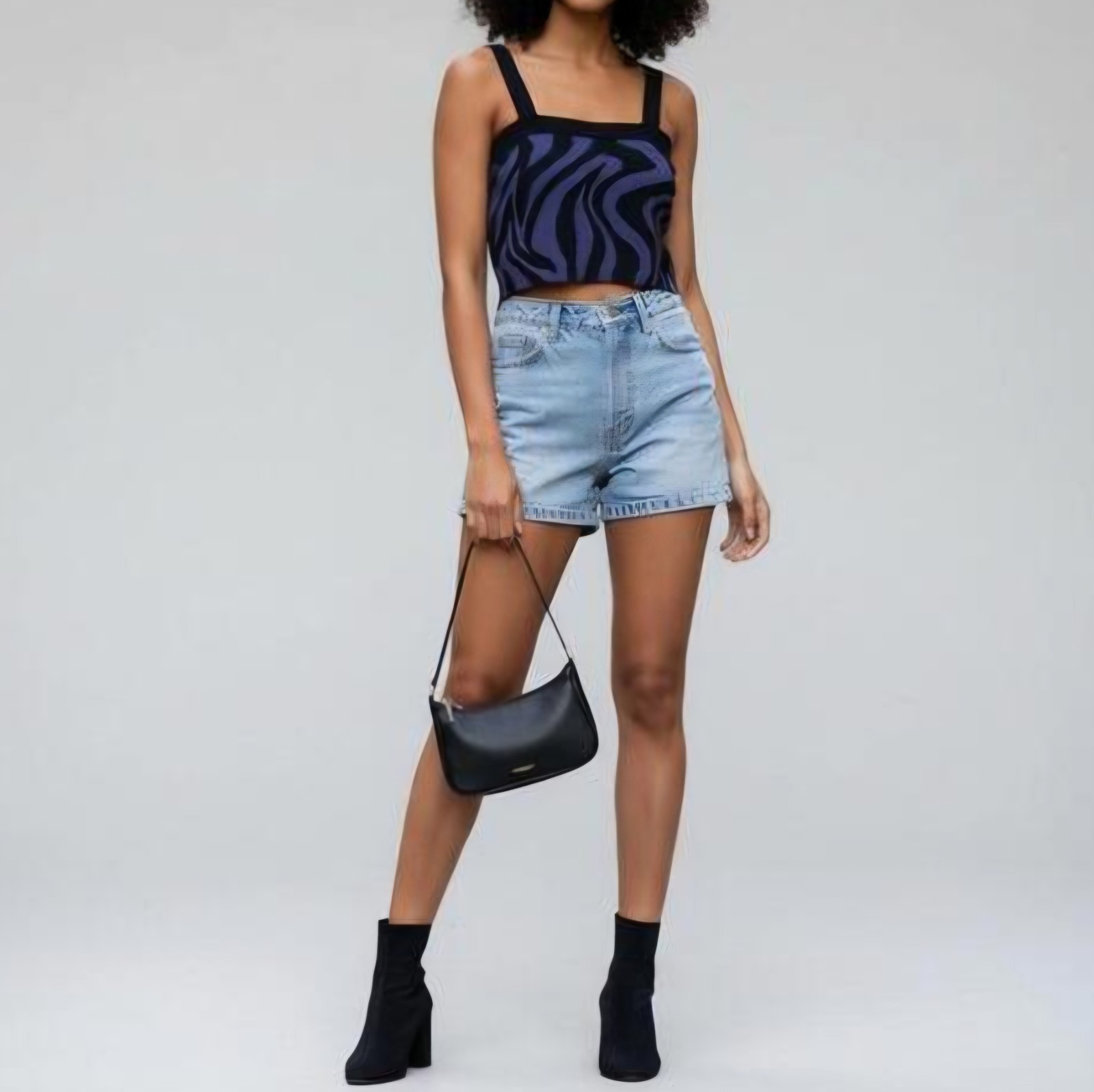 New Anthropologie 525 100% Cotton Knit Zebra Print Crop Tank Top Size Large