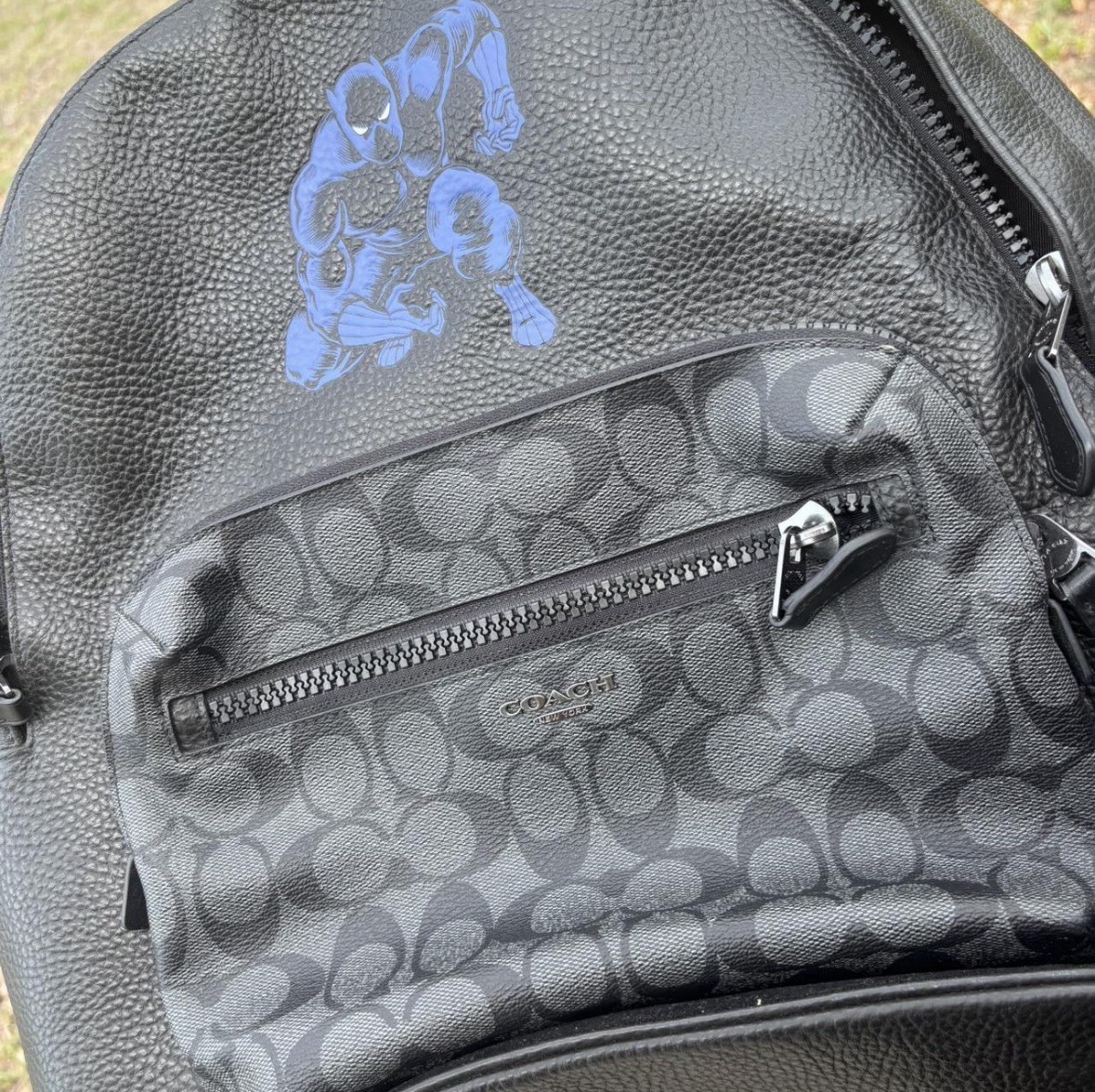COACH Disney x Marvel Black Panther Leather Backpack w/ Signature Canvas
