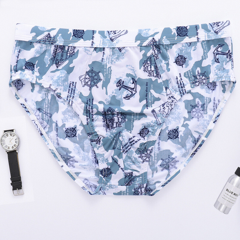 6XL Men’s Panties Ice Silk Underwear Men’s Shorts Lace Low-rise Briefs U Pouch