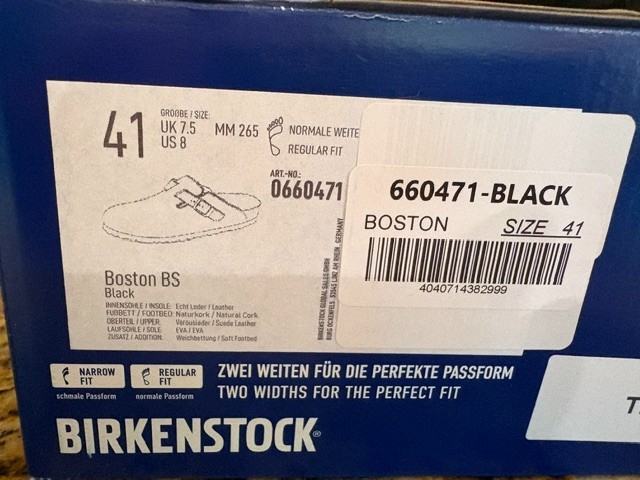 Birkenstock Boston Black Suede Leather Soft Footbed Clogs 41 M8 W10