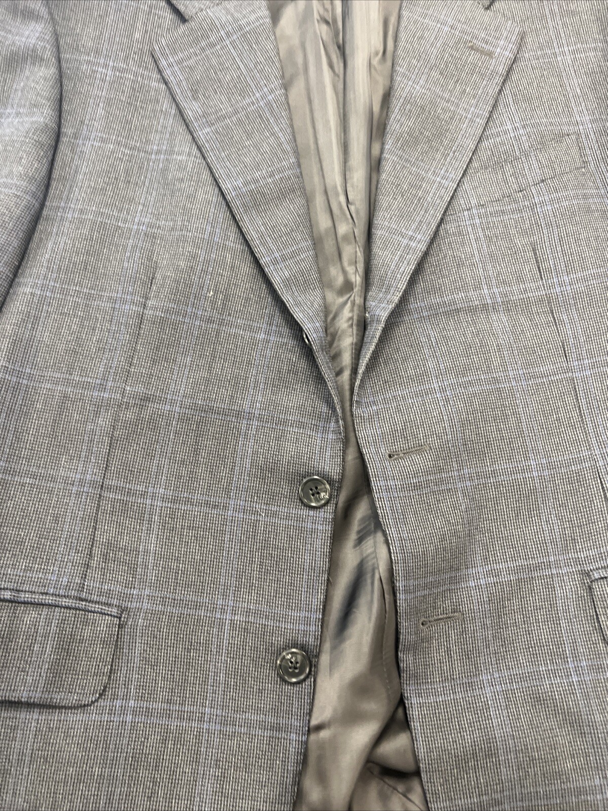 Corneliani Italy Men’s Dark Gray Blue Plaid Cashmere Wool Blazer 40S $1,595