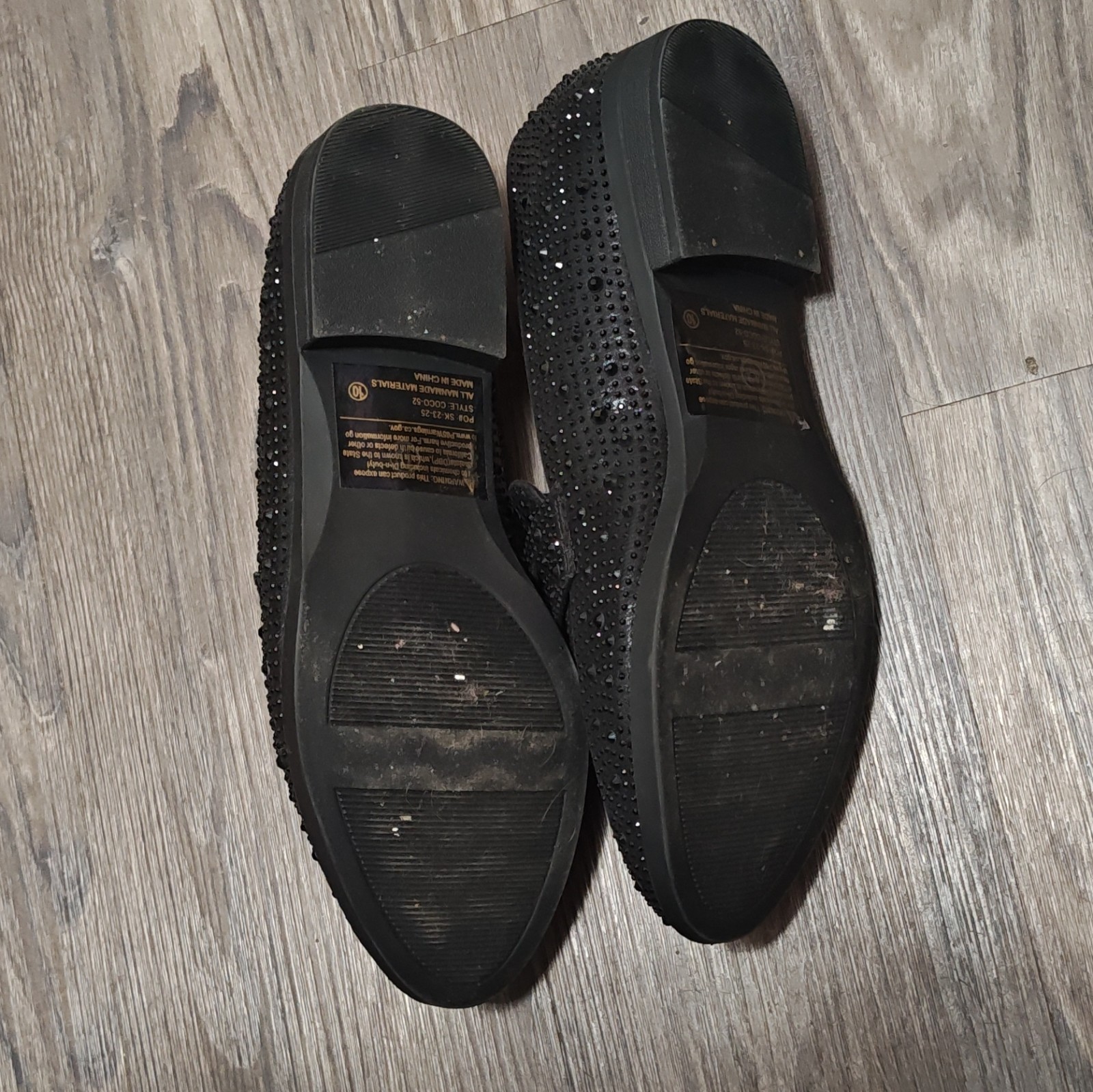 Forever Link Black Rhinestone Slip-On Dress Loafers Size 10 Almond Toe