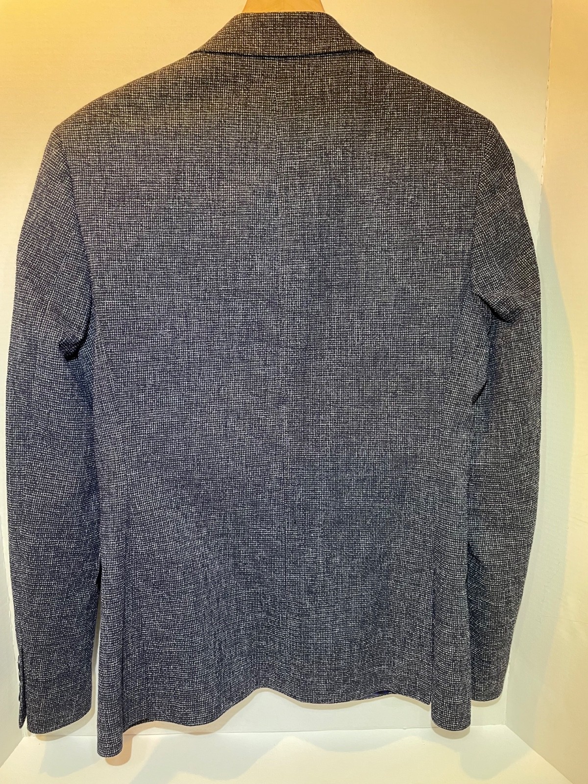 Moss London 40 Men Gray Chevron Slim Fit Tweed Wool-Blend Single-Breasted Blazer