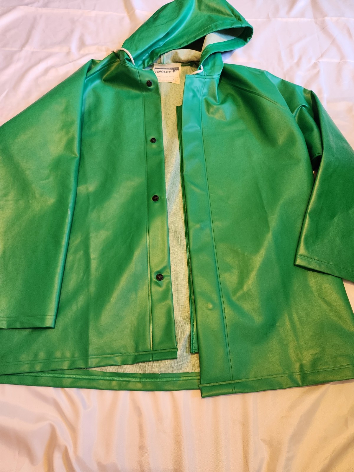 Tingley Flame Retardant Green Hooded Protective Jacket Coat, Size L