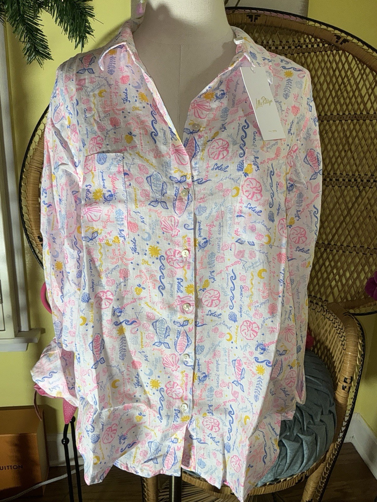 Lilly Pulitzer NWT Sea View Button Down Top Summer Serenade Size L,XL,XXL