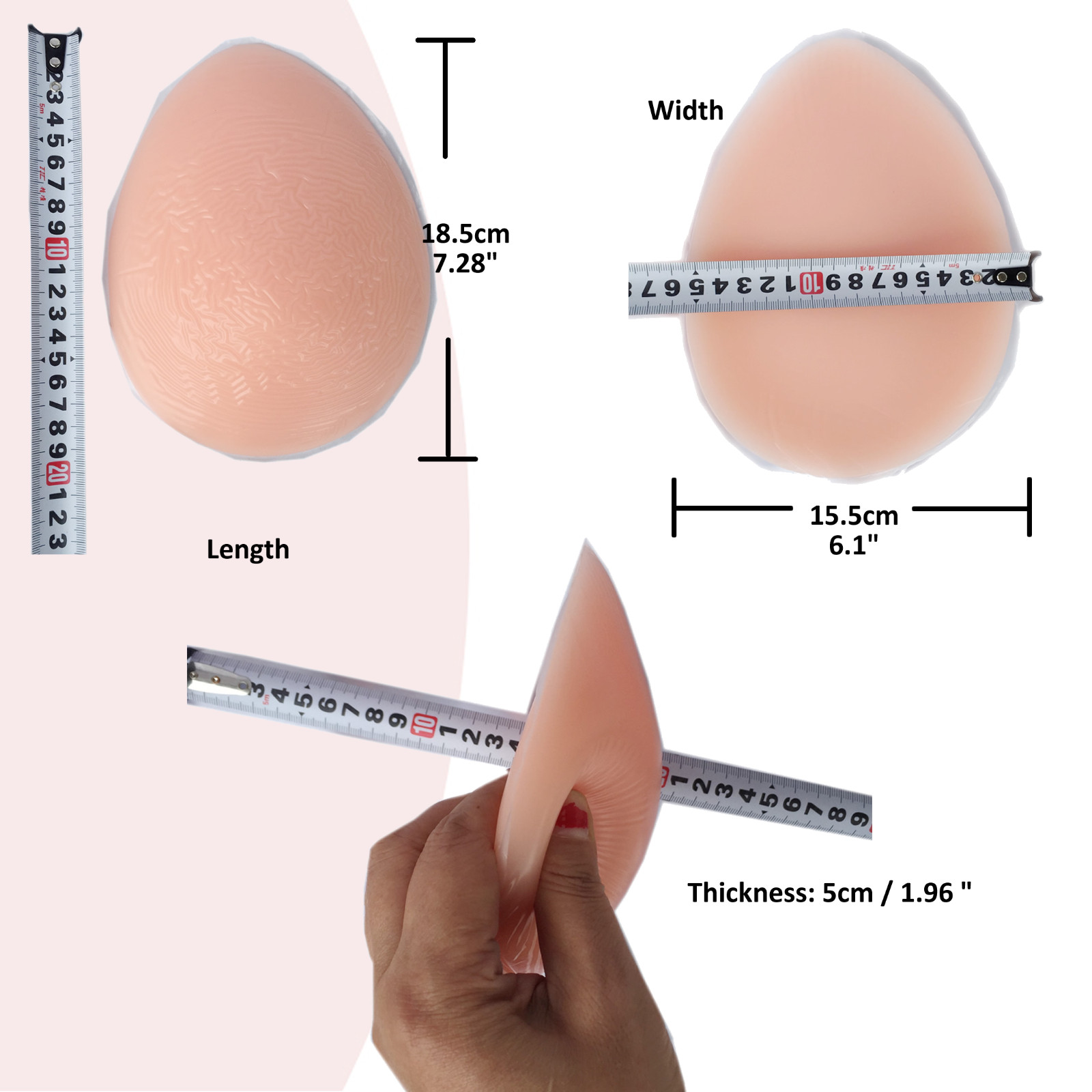BIMEI 1000g Self-Adhesive Silicone Padded Women Butt Hip Up Padded Enhancer