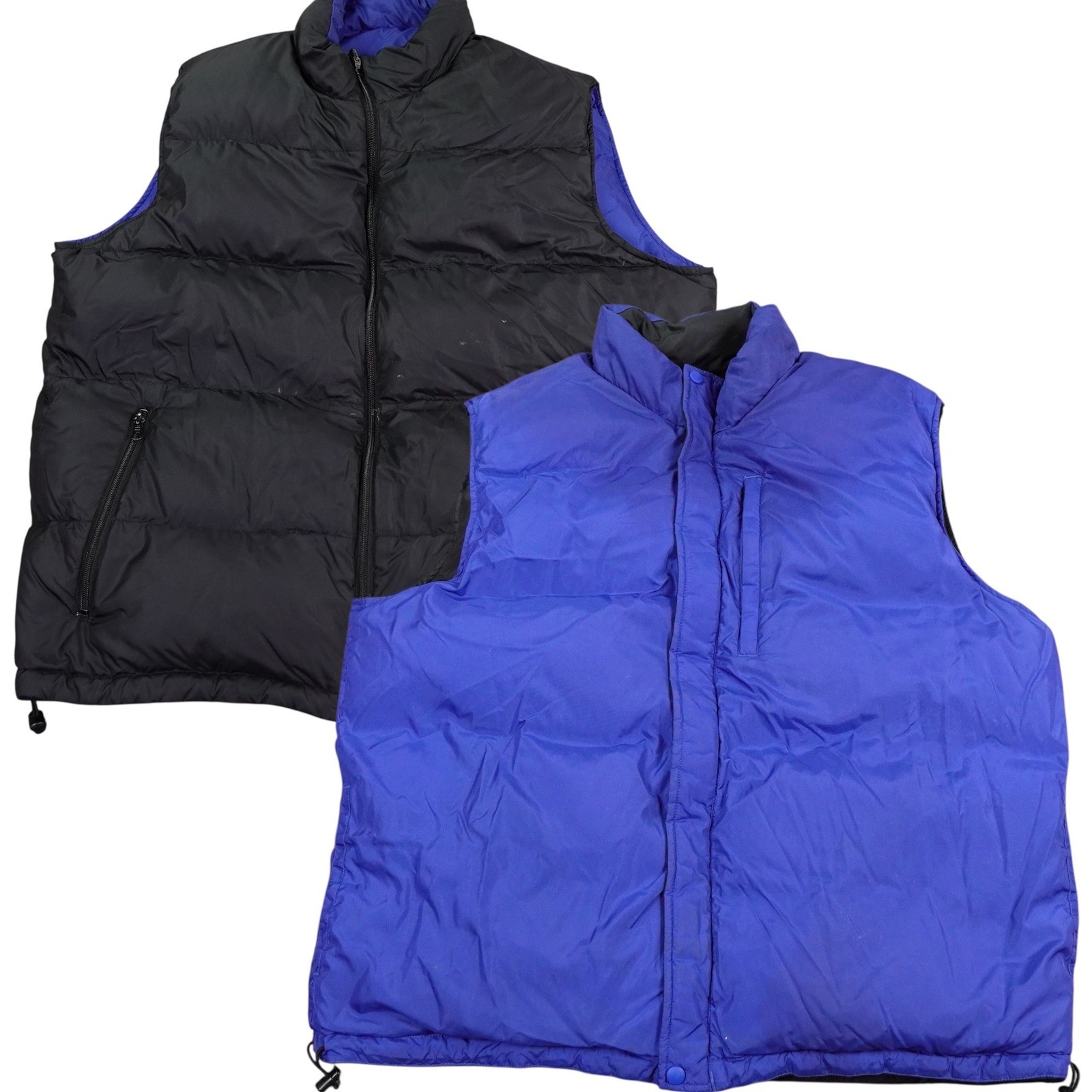 Lands’ End Mens Reversible Goose Down Puffer Vest Black Blue XL 46-48 73443