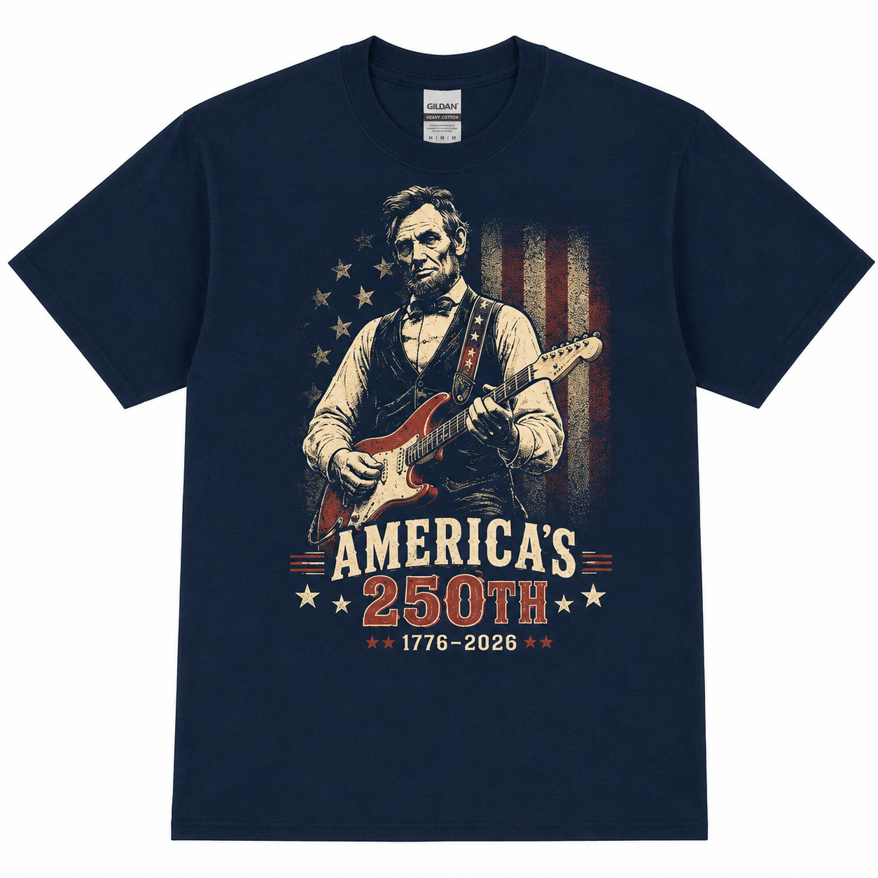 Retro Abraham Guitar Americas 250th Anniversary Trendy Graphic Cotton Unisex Tee