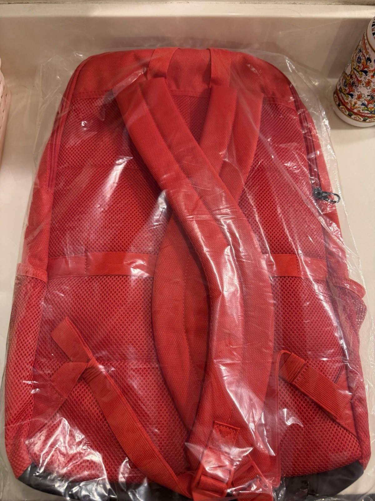 Nike Backpack Red Black Athletic School Gym Book Bag New With Tags