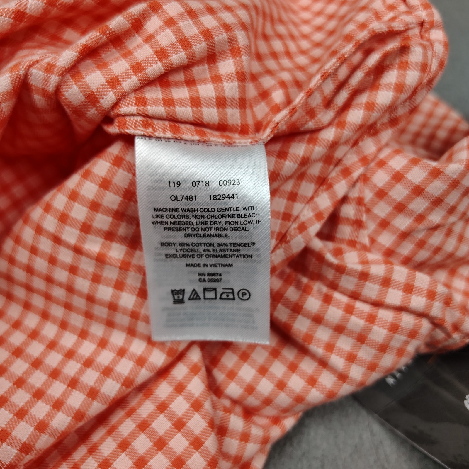 New Mountain Hardware Hiking Long Sleeve Shirt Women XS Coral Gingham Check $85