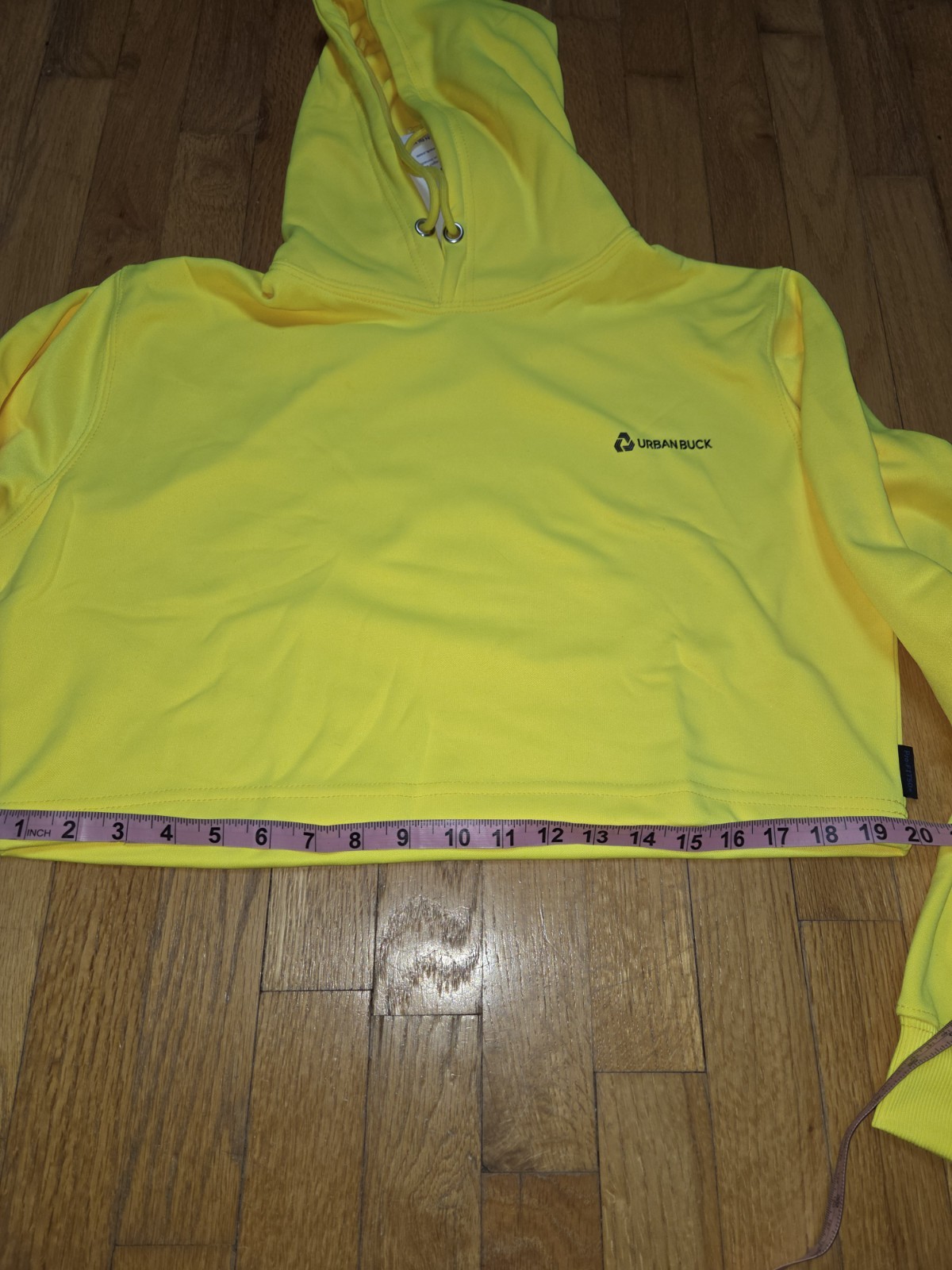 Neon Yellow Cropped Hoodie Women’s Size Med NWT Bright Pullover Sweatshirt Urban