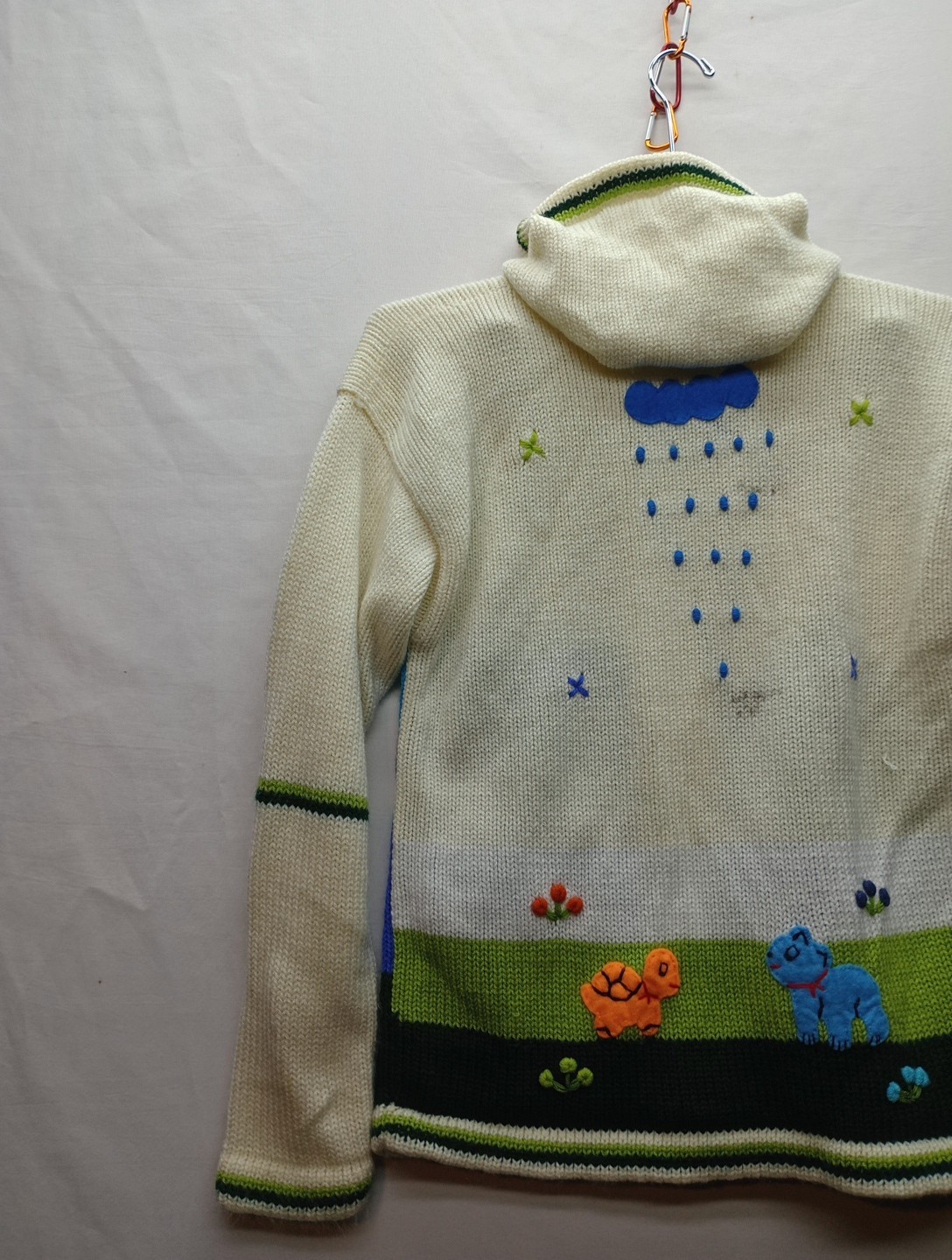 Childrens Unisex Handmade Full Zip Up Sweater Measurements In Pictures