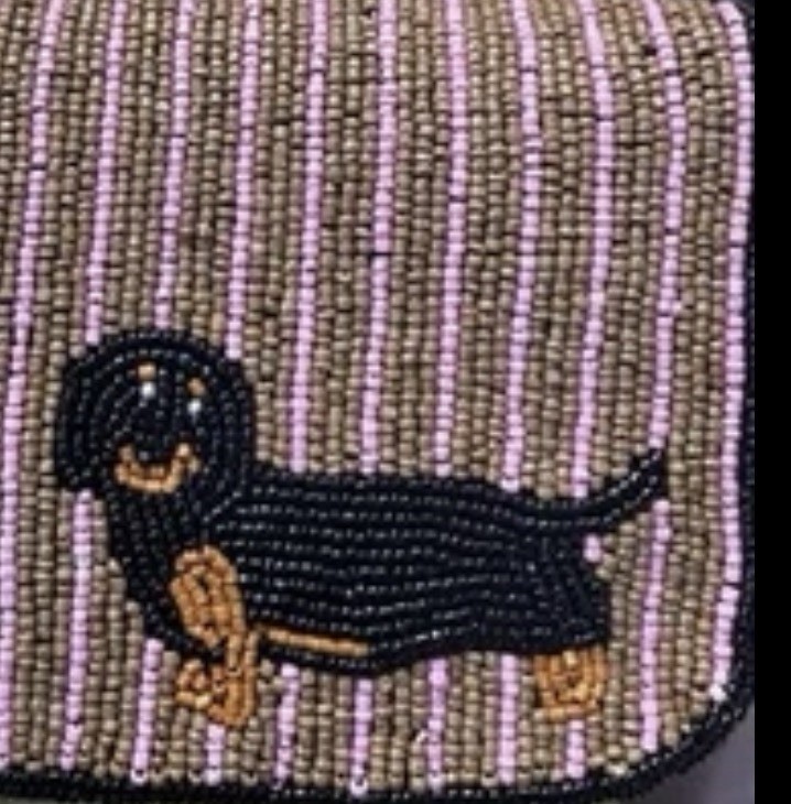 ANTHROPOLOGIE THE FIONA Dachshund BEADED BAG Purse Weiner Dog Handbag NWT Rare