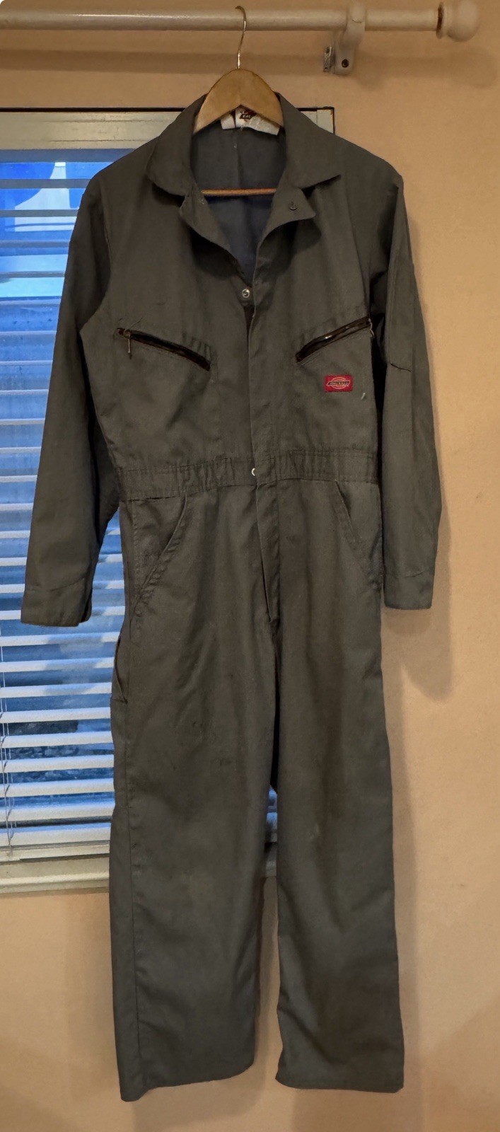 Vintage Dickies Coveralls Mens 40 Reg Gray Mechanic Overalls Jumpsuit Talon 70’