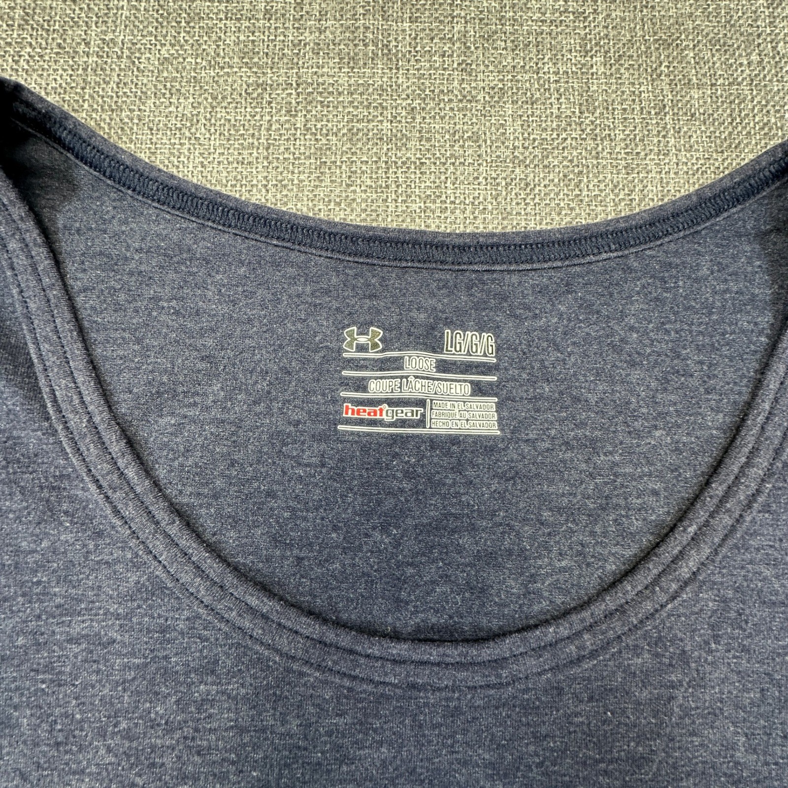 Under Armour Tank Top Mens Large Navy Blue USA Flag HeatGear Muscle Gym Workout