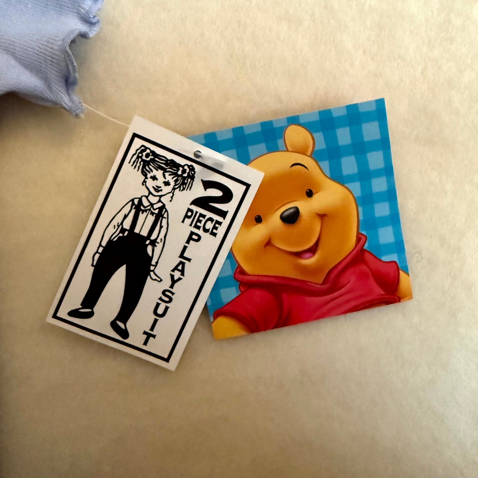 Vintage 90s Disney Winnie the Pooh Overalls Set Girls Size 2T Blue White Piglet