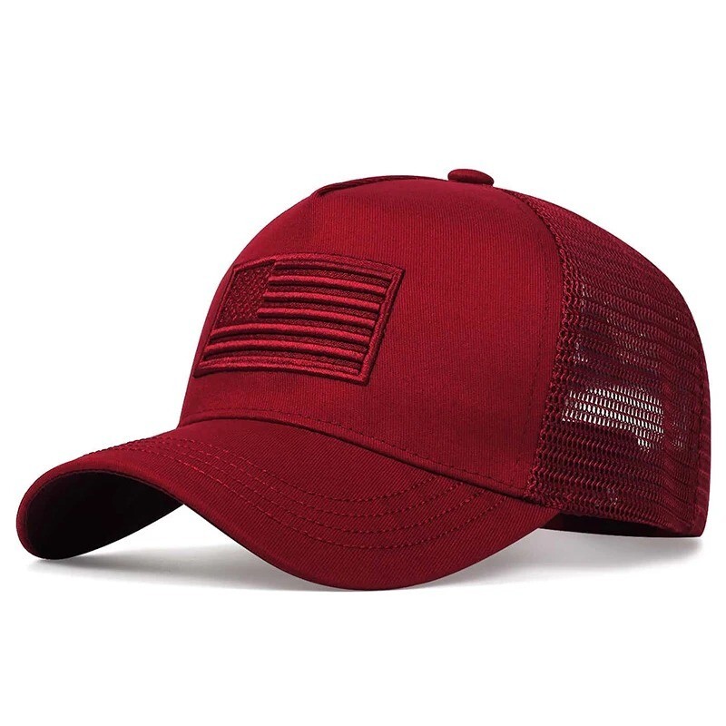 American Flag Embroidery Baseball Net Cap Spring and Summer Outdoor Adjustable