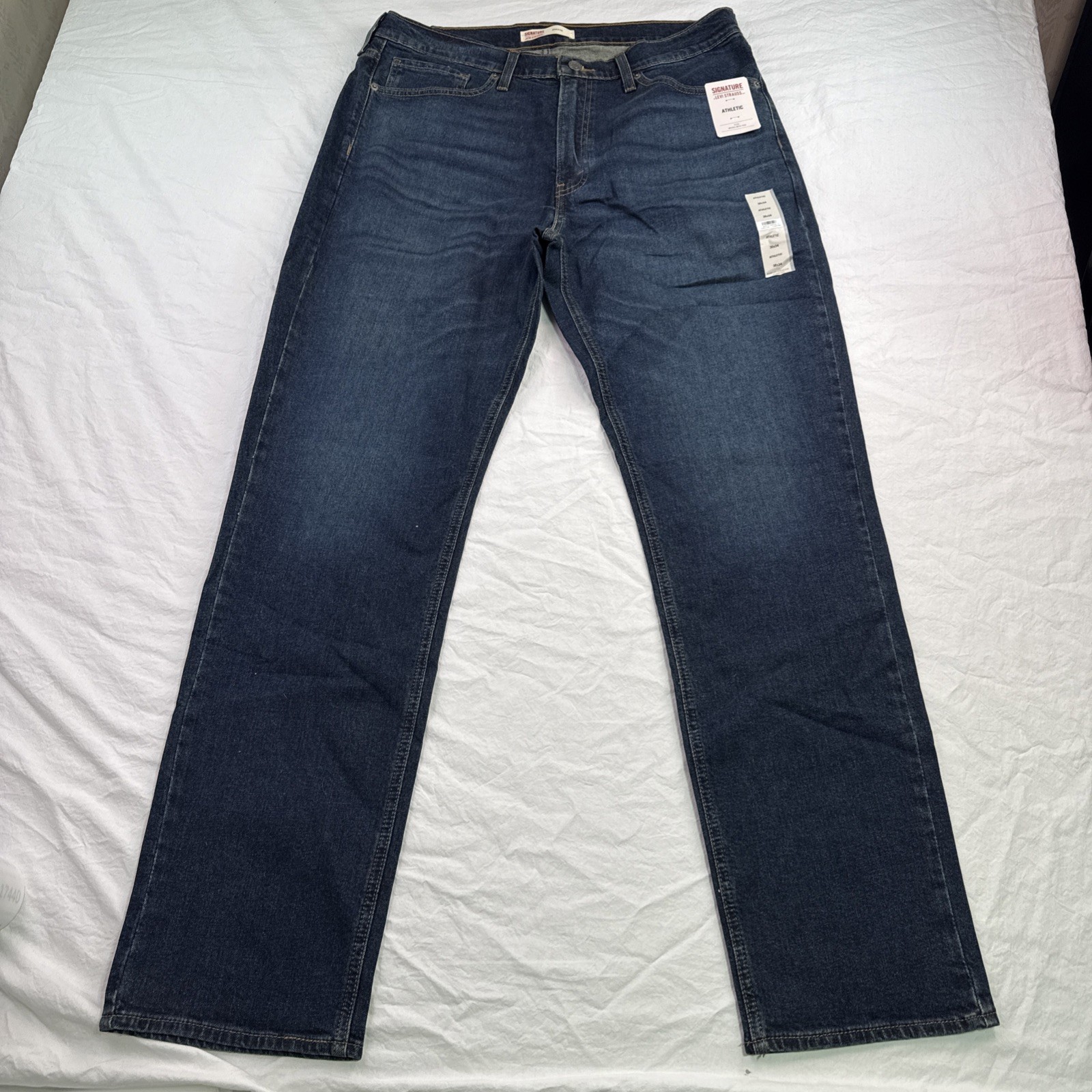 Signature Levi Strauss Mens Athletic Flex Jeans 36X32 Blue W36L32 New