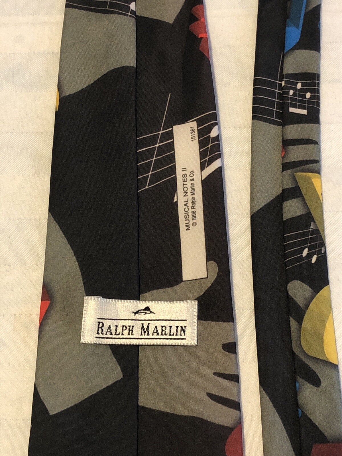 Ralph Marlin Music Tie “Musical Notes II” Black Multi-Color Necktie 56″x3.75