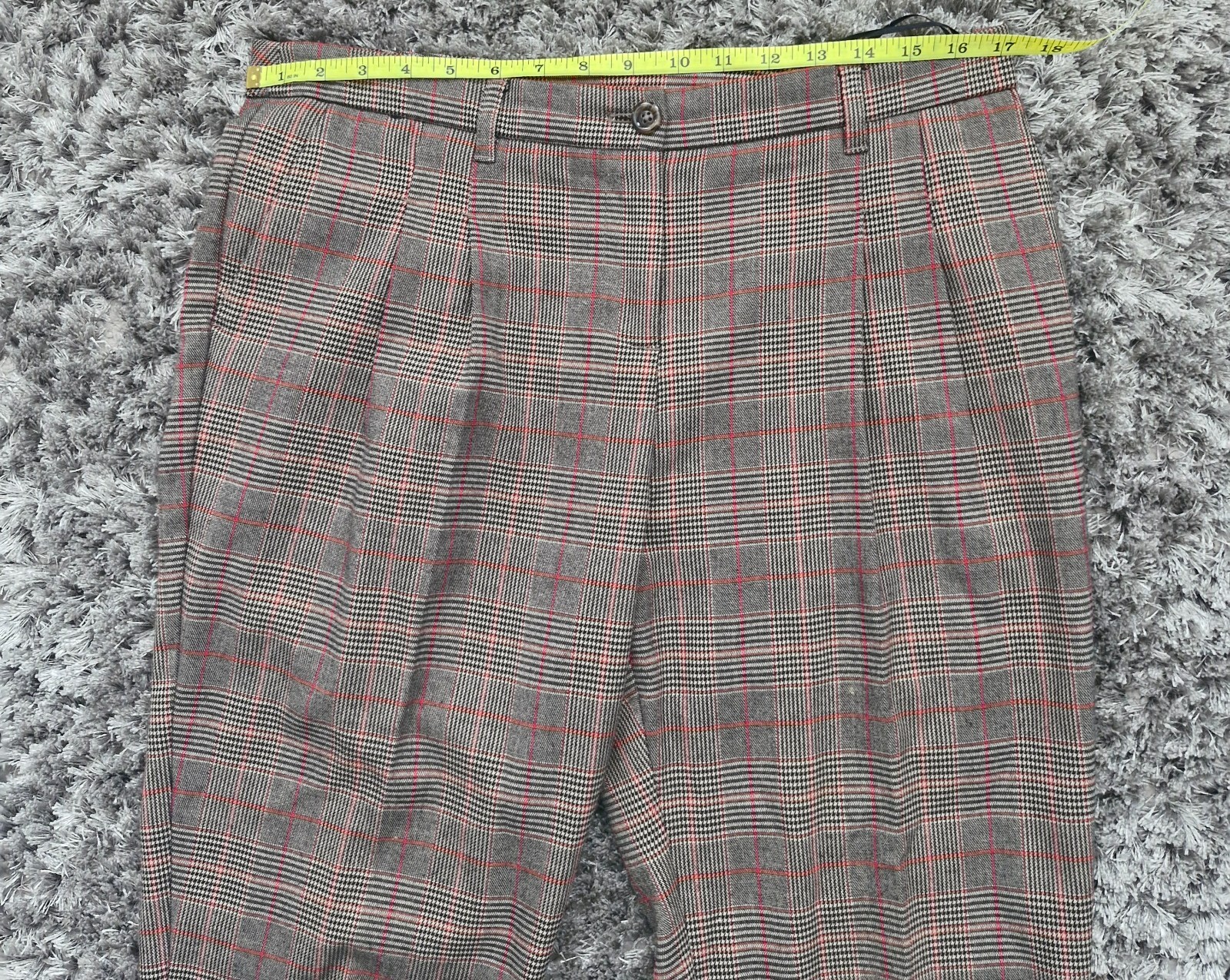 Next Womens Smart Trousers 12 Regular (34 Waist) Check Tapered Leg