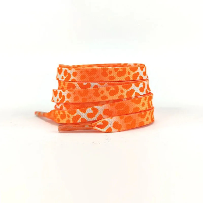 Fashion Flat Shoelaces for Sneakers Color Leopard Print Tie-dye Gradient Shoelac