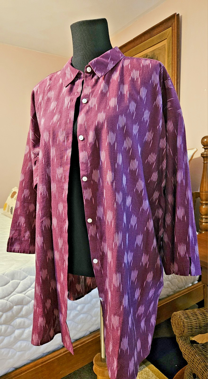 J Jill Ikat Button Front Tunic Topper Size XL NWT