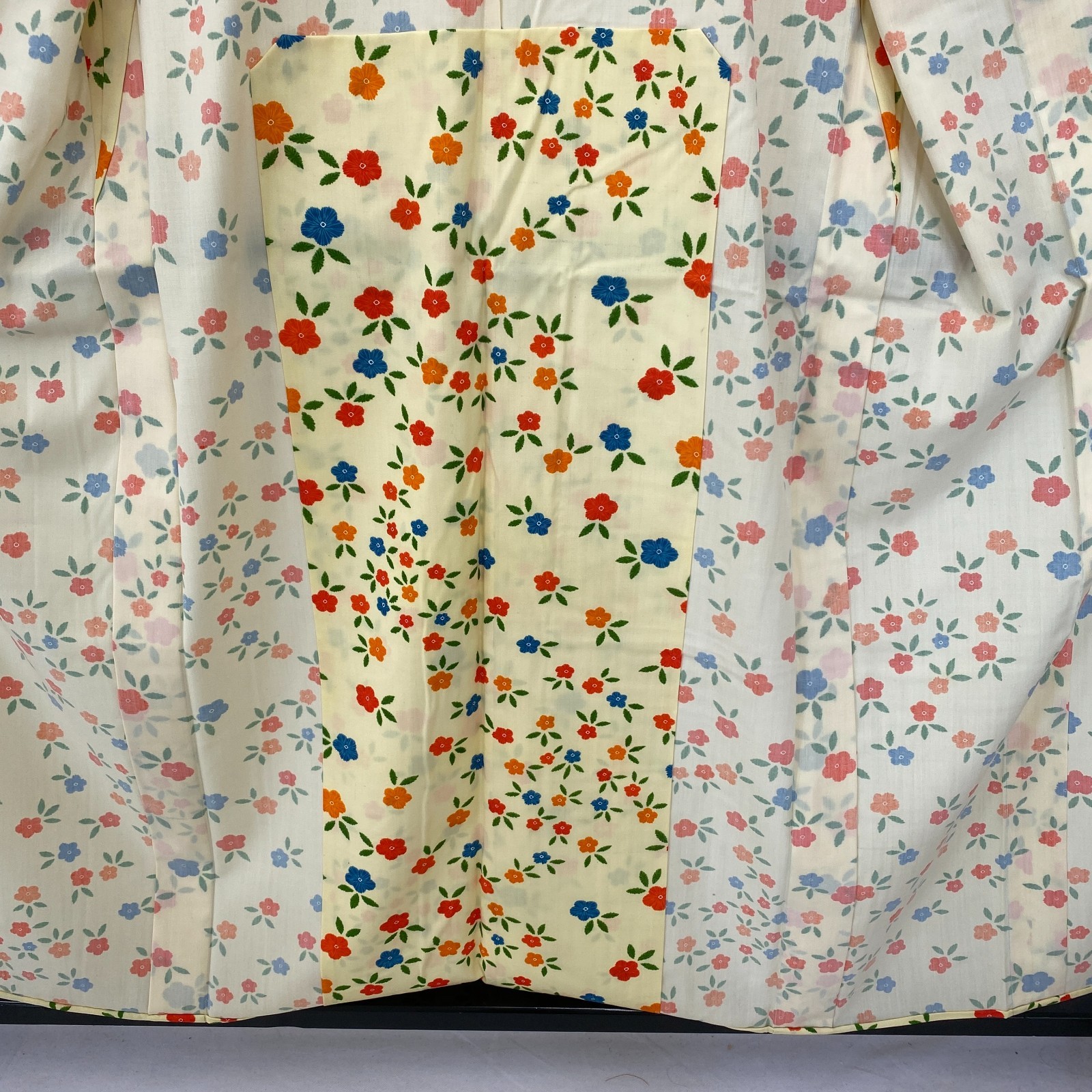 Japanese Vintage Kimono Polyester yellow No Lining Komon Traditional Length 60in