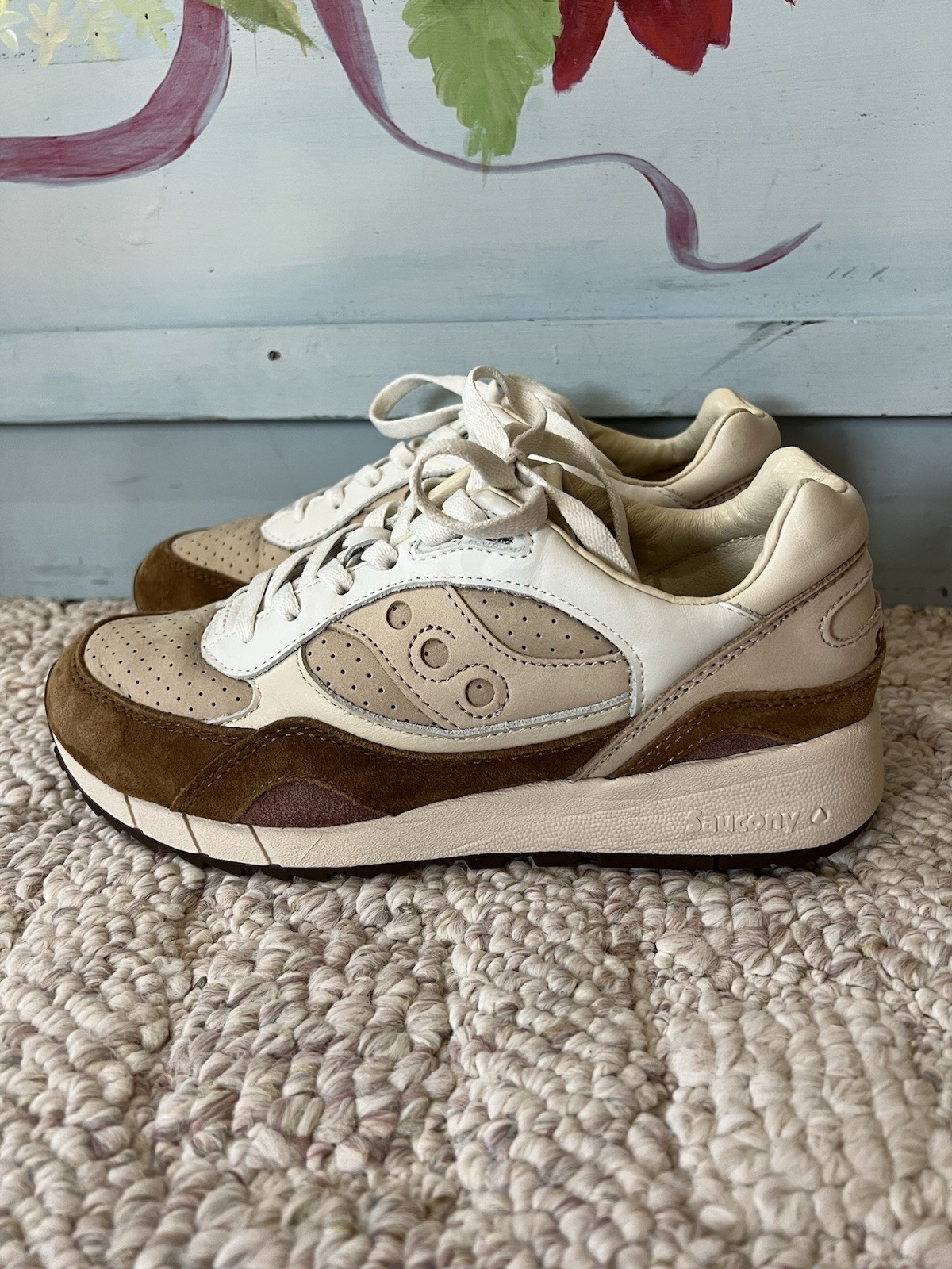 Saucony Shadow 6000 Beige Rust Sneakers Mens Shoes Size 8 Brown Tan S70775-1