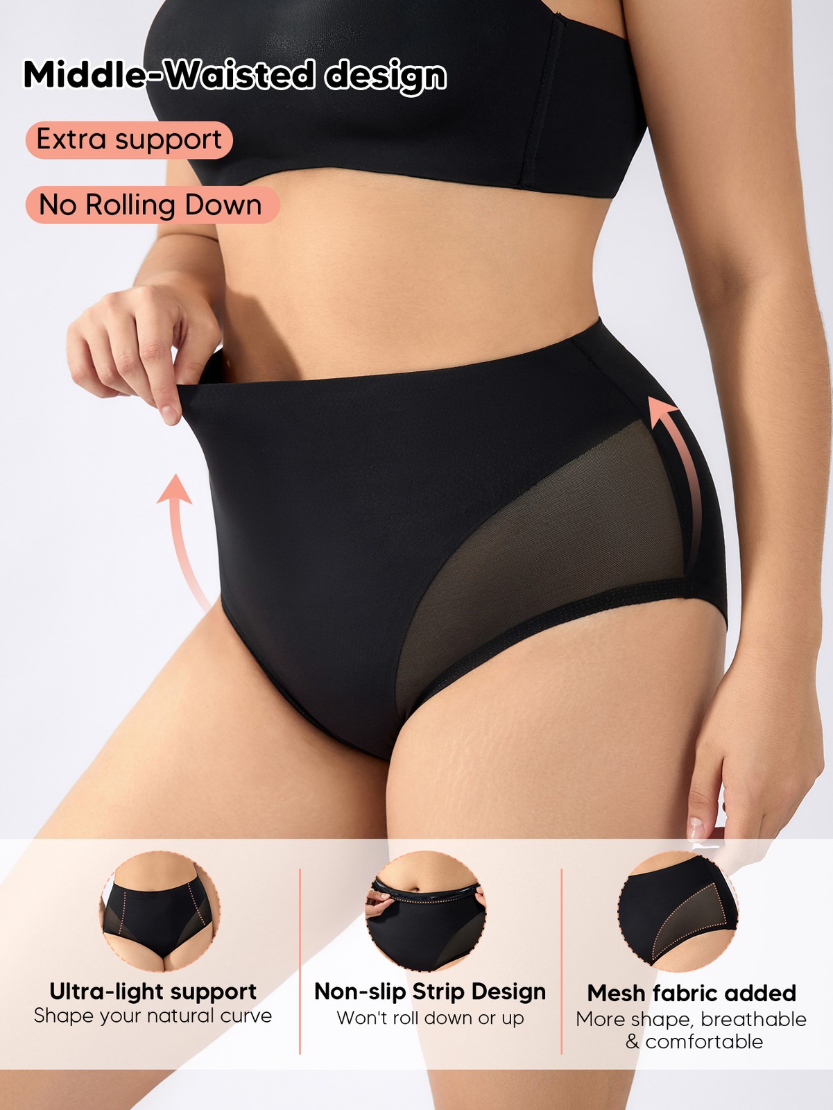Plus Size Women’s Tummy Control Shapewear Underwear Seamless Body Shaper Panties