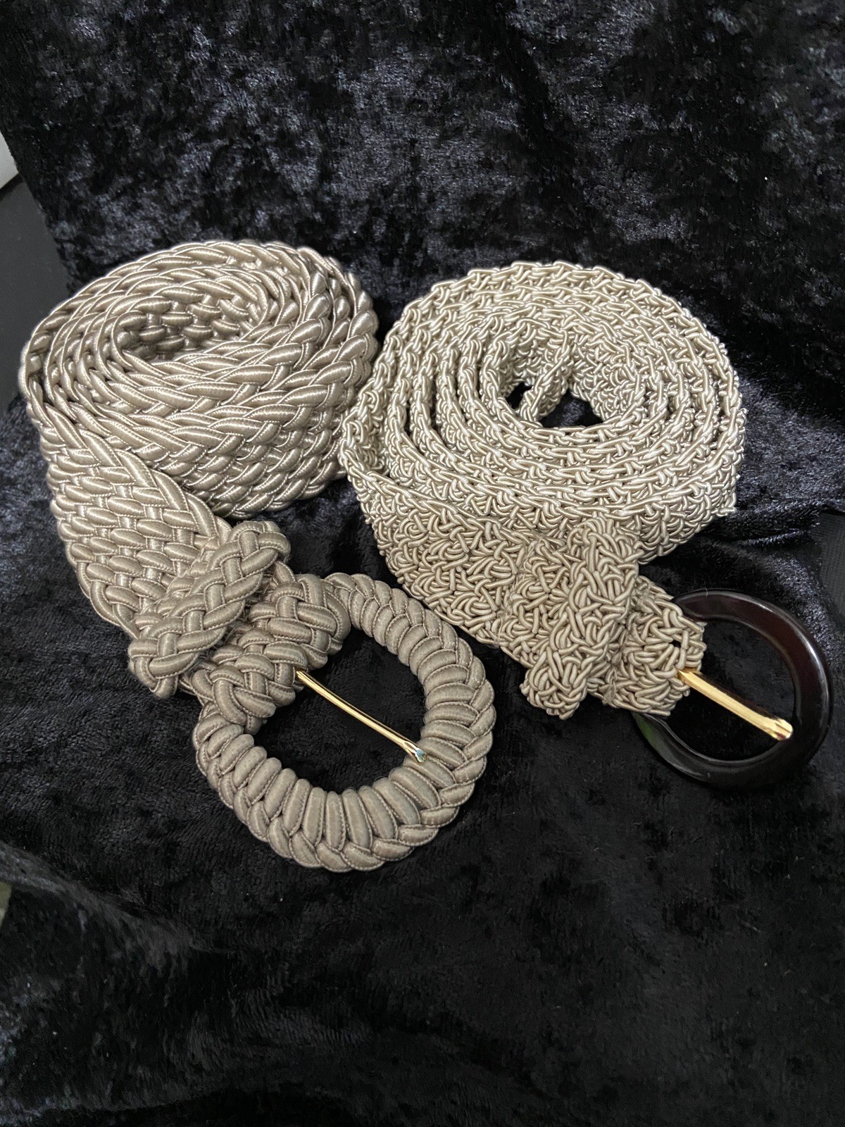 Ladies Woven Belt 3X – Lot of 2 – 45 inches and 47 inches long – Taupe/Light Bei