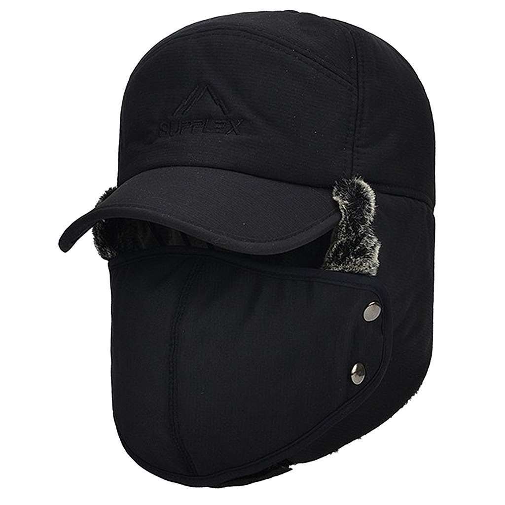 Men Winter Ear Flap Trapper Hat Face Mask Fur Aviator Thermal Warm Snow Ski Cap