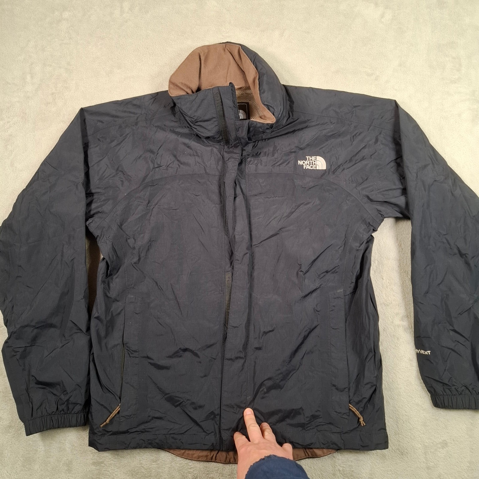 The North Face Jacket Mens Small Black Hyvent Hooded Waterproof Outdoors