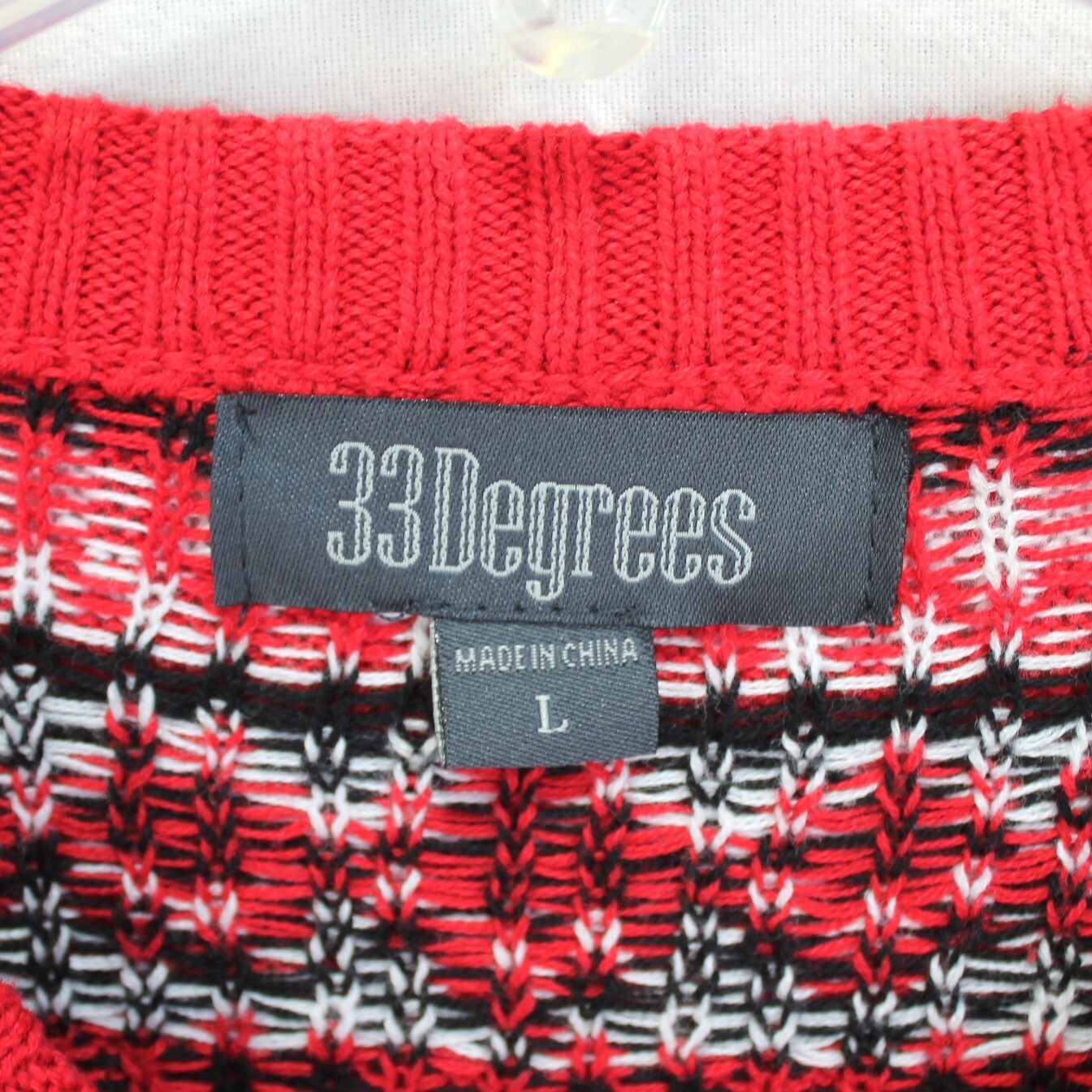 33 Degrees Boston Terrier Dog Sweater Mens L Red Black Print Christmas Holiday