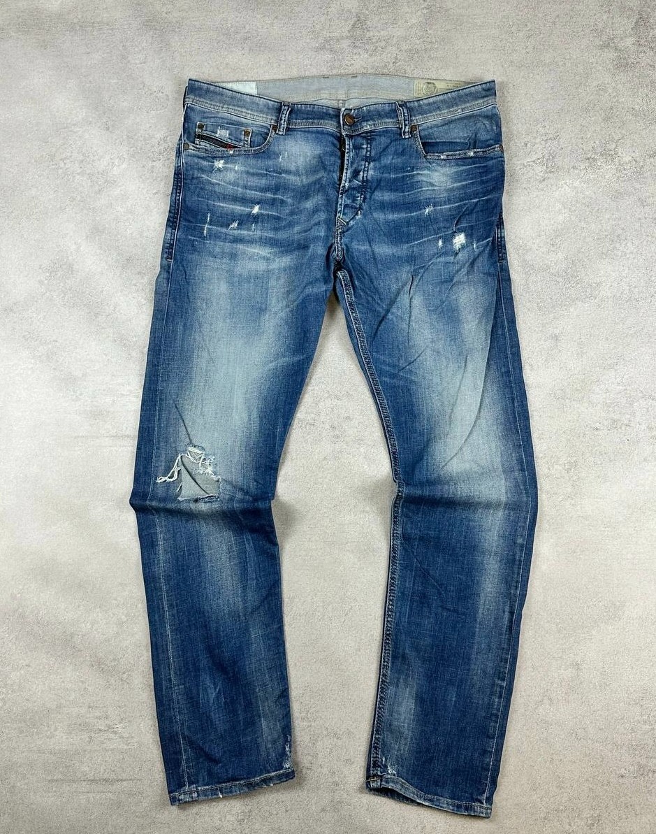 Diesel Tepphar Slim Carrot Blue Denim Stretch Pants Jeans W36 L32 Button Fly