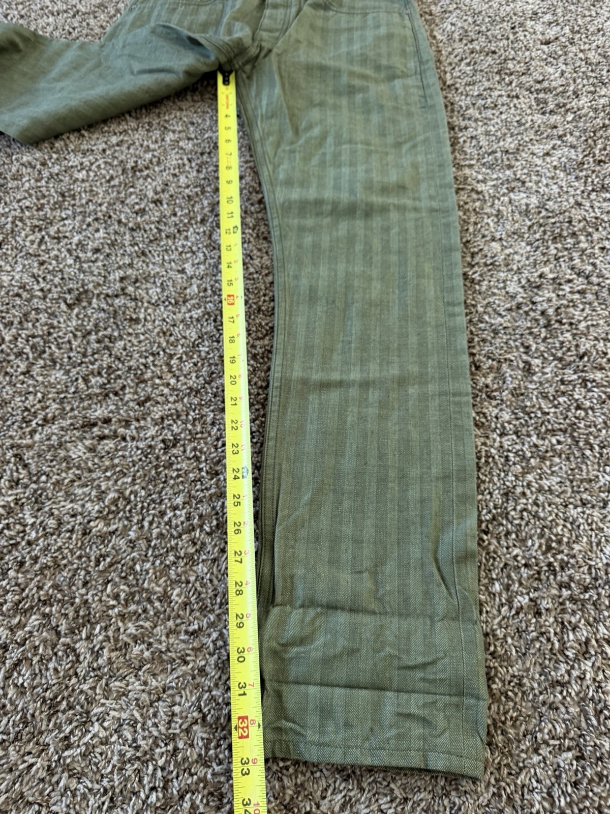 Gustin #198 AMERICAN BEDFORD CORD 5 POCKET GREEN MENS 35 Slim Fit PANTS