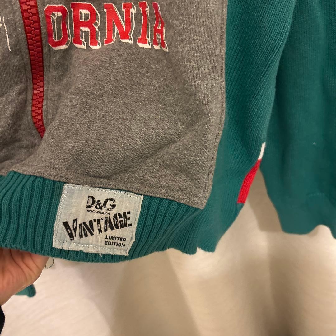Excellent Condition DOLCE AND GABBANA Zip up Hoodie Top Gray Green from Japan