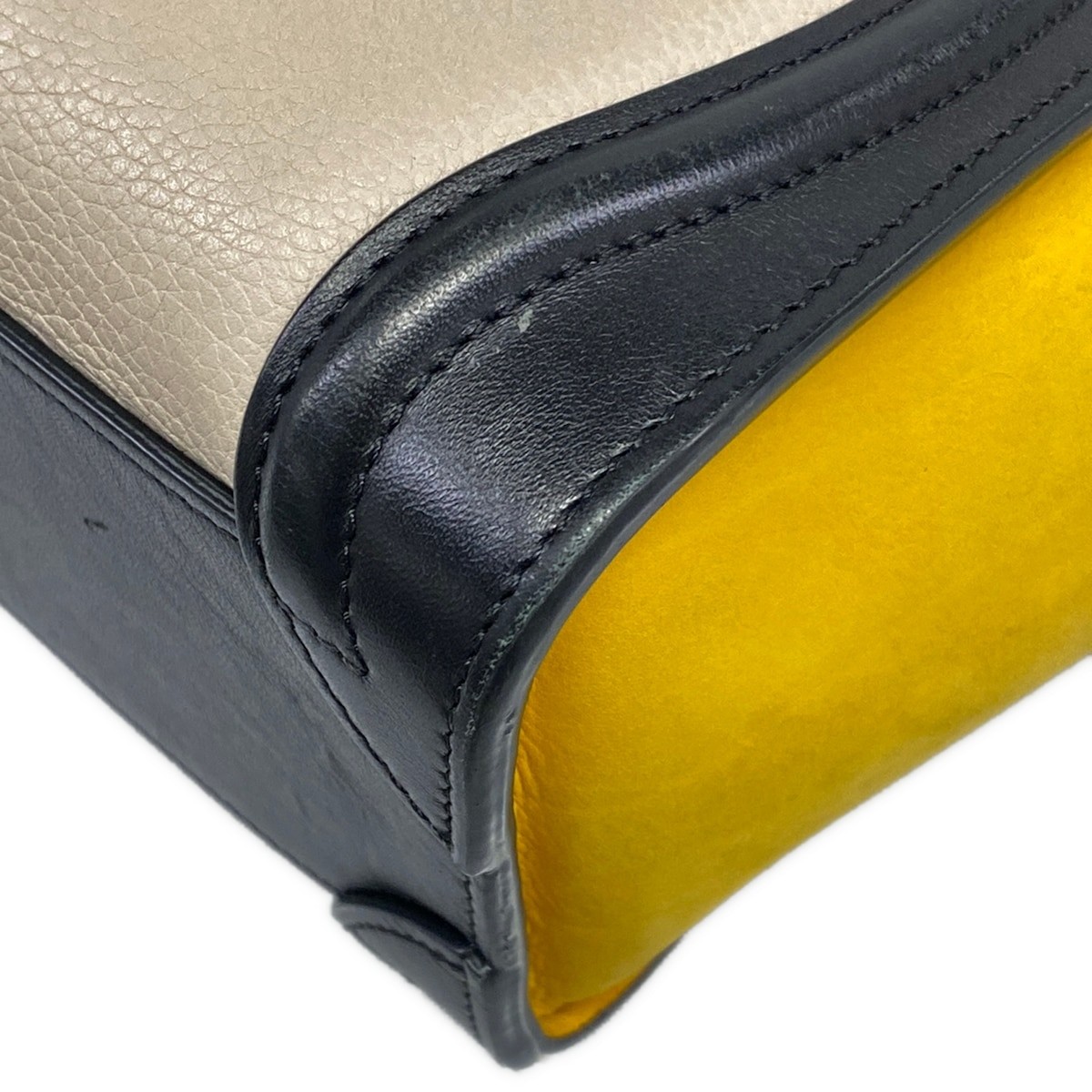 CELINE Luggage Nano Shopper Beige Black Yellow Leather Nubuck Handbag