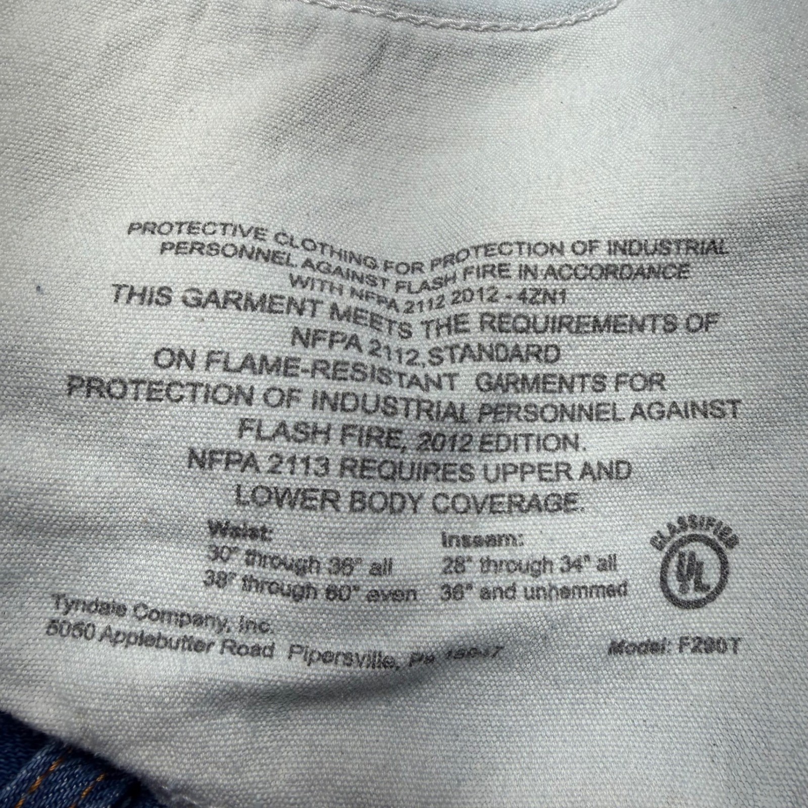 Tyndale FR F290T Mens Flame Resistant Carpenter Jeans 32×32 Made in USA CAT2