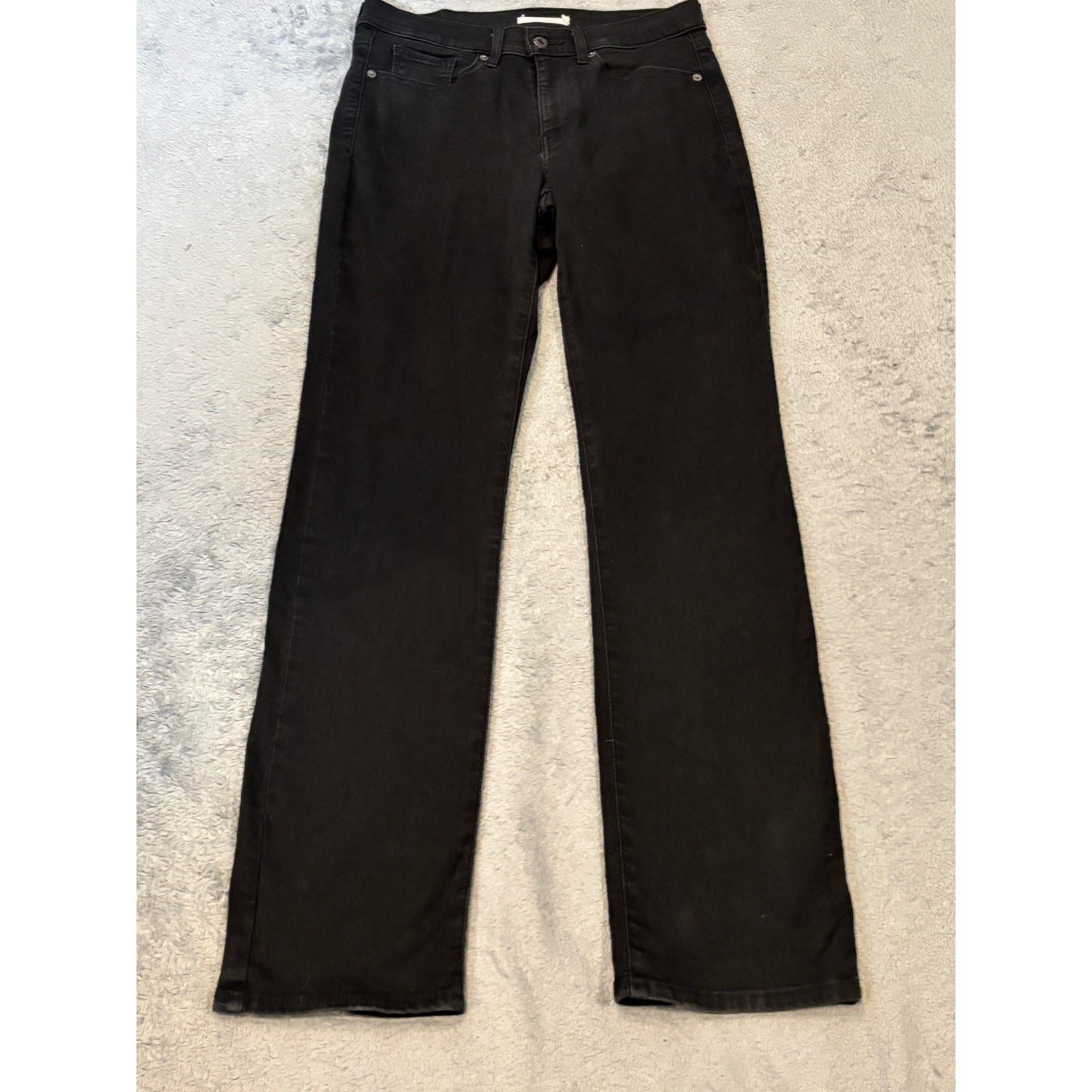 Levis Classic Straight Leg Jeans Black Denim Womens Size 6 Mid Rise 30×31