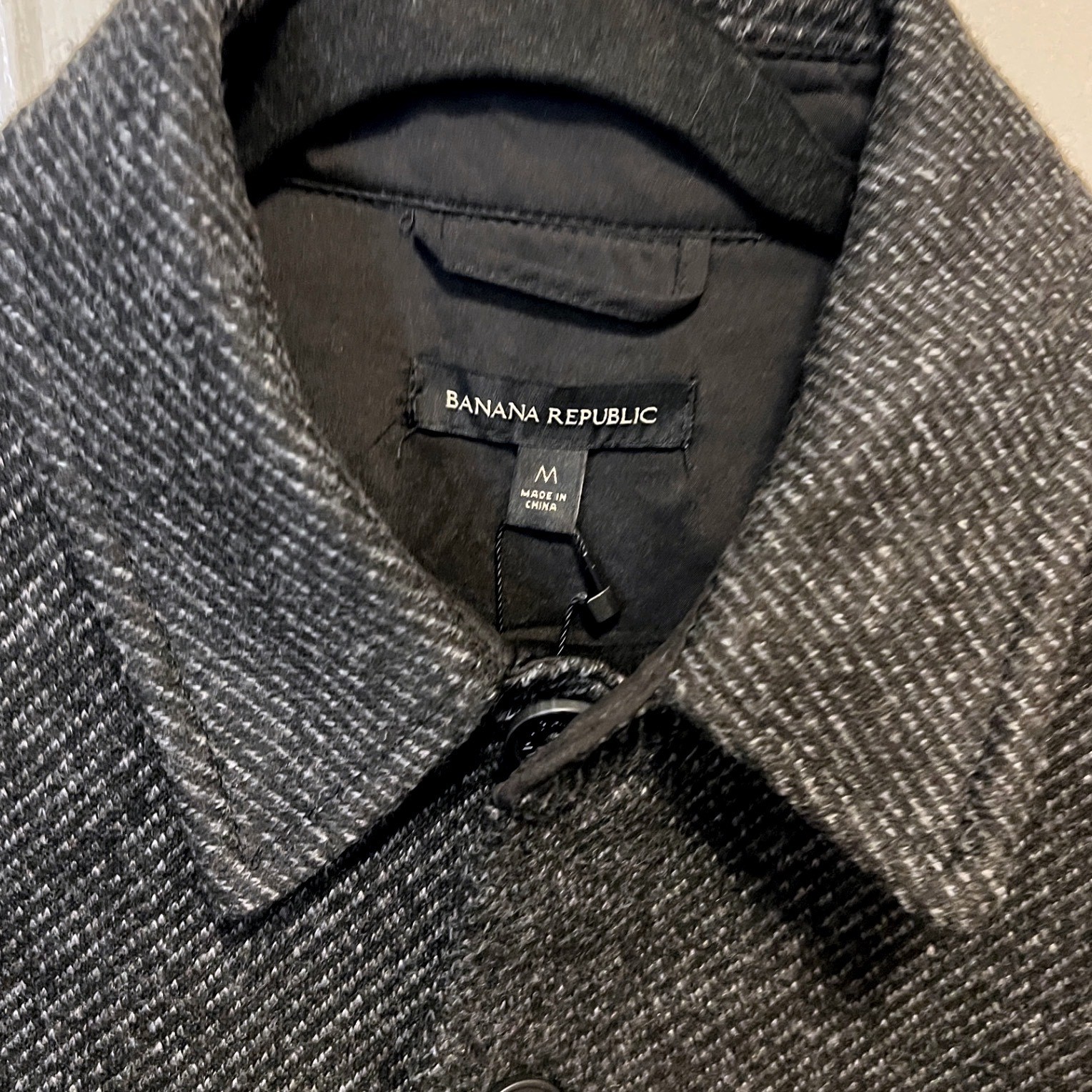 NWT Banana Republic Mens Shirt Jacket Black Marl Textured Button Front Shacket M