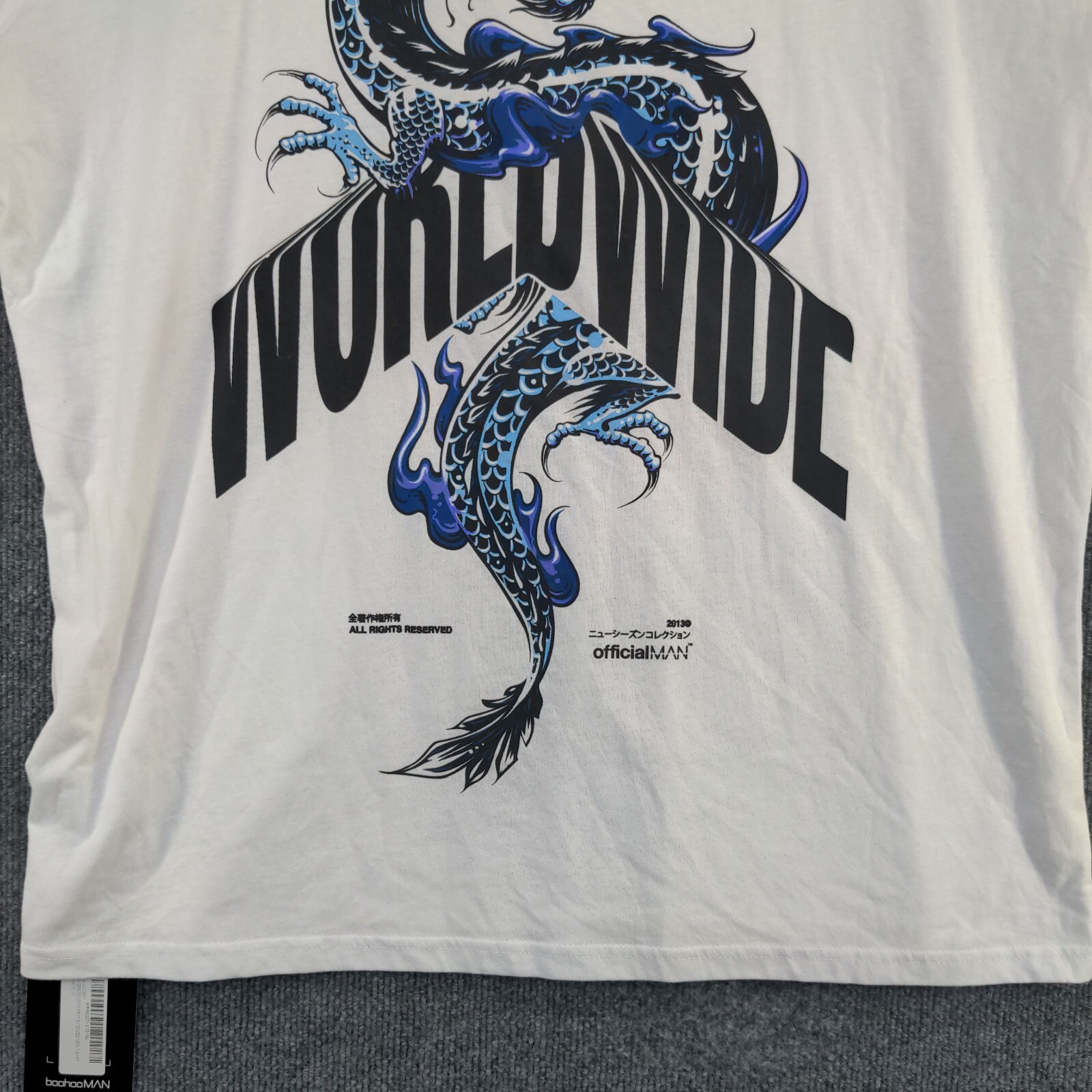MAN BoohooMAN Worldwide Dragon Graphic T-Shirt White Medium Short Sleeve W/Tags