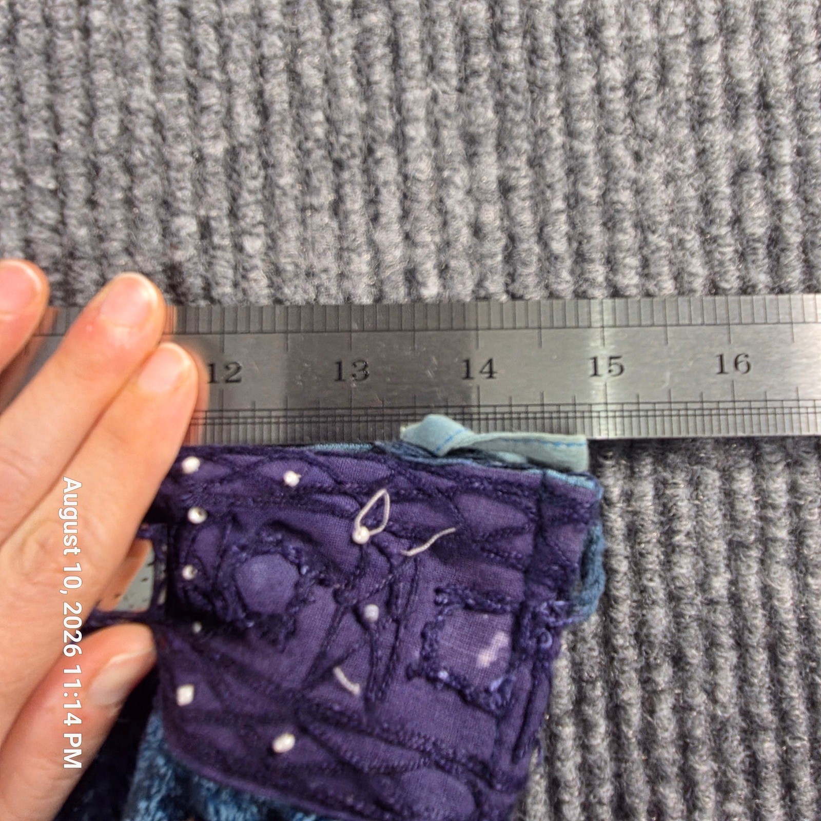 Karan Boho Velvet Tie Dye Maxi Skirt Blue Purple Mirror Sequin Embellished S
