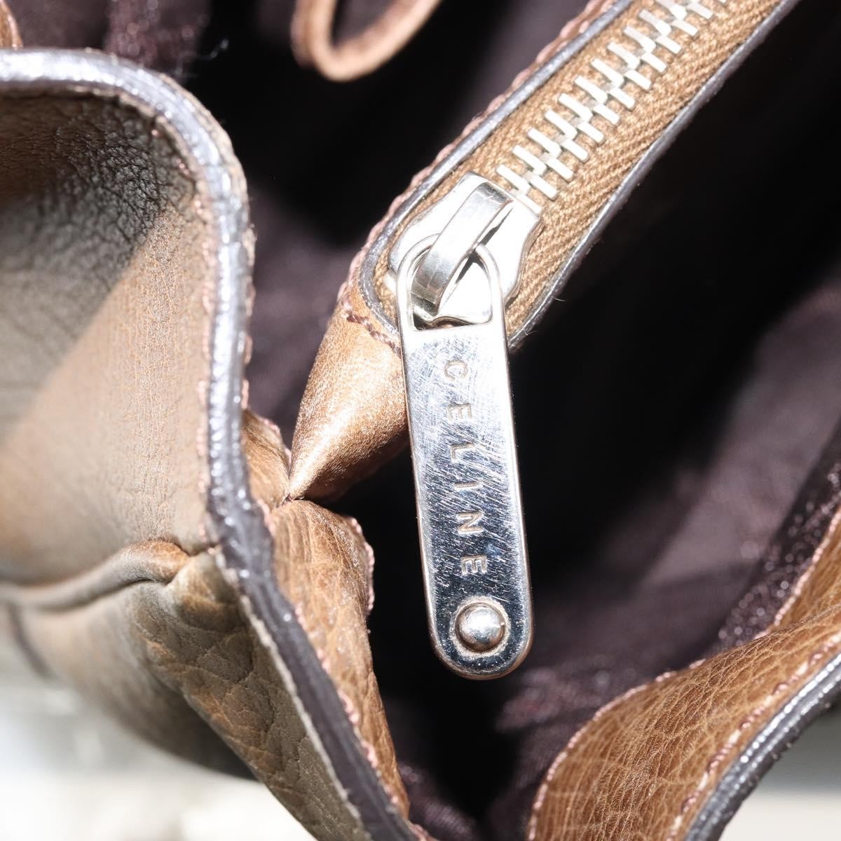 CELINE Boogie bag Hand Bag Leather Brown Silver Auth 166786