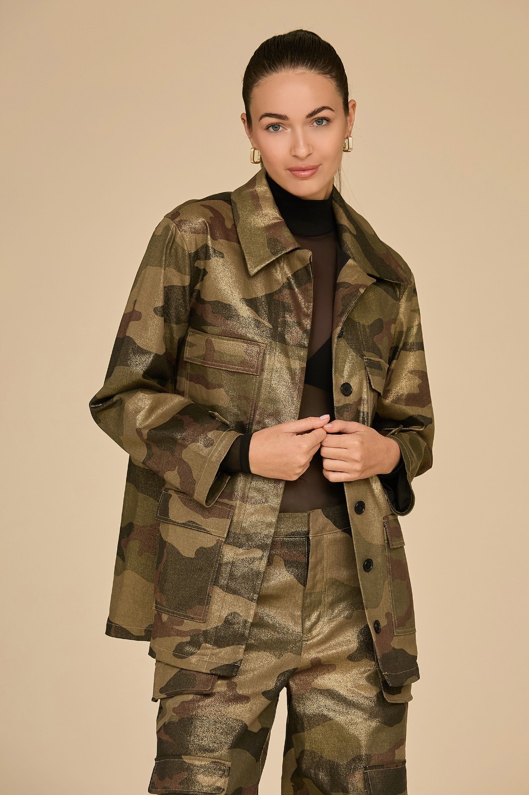 Milan Gold Dusted Cargo Jacket Camo THE NOLI SHOP