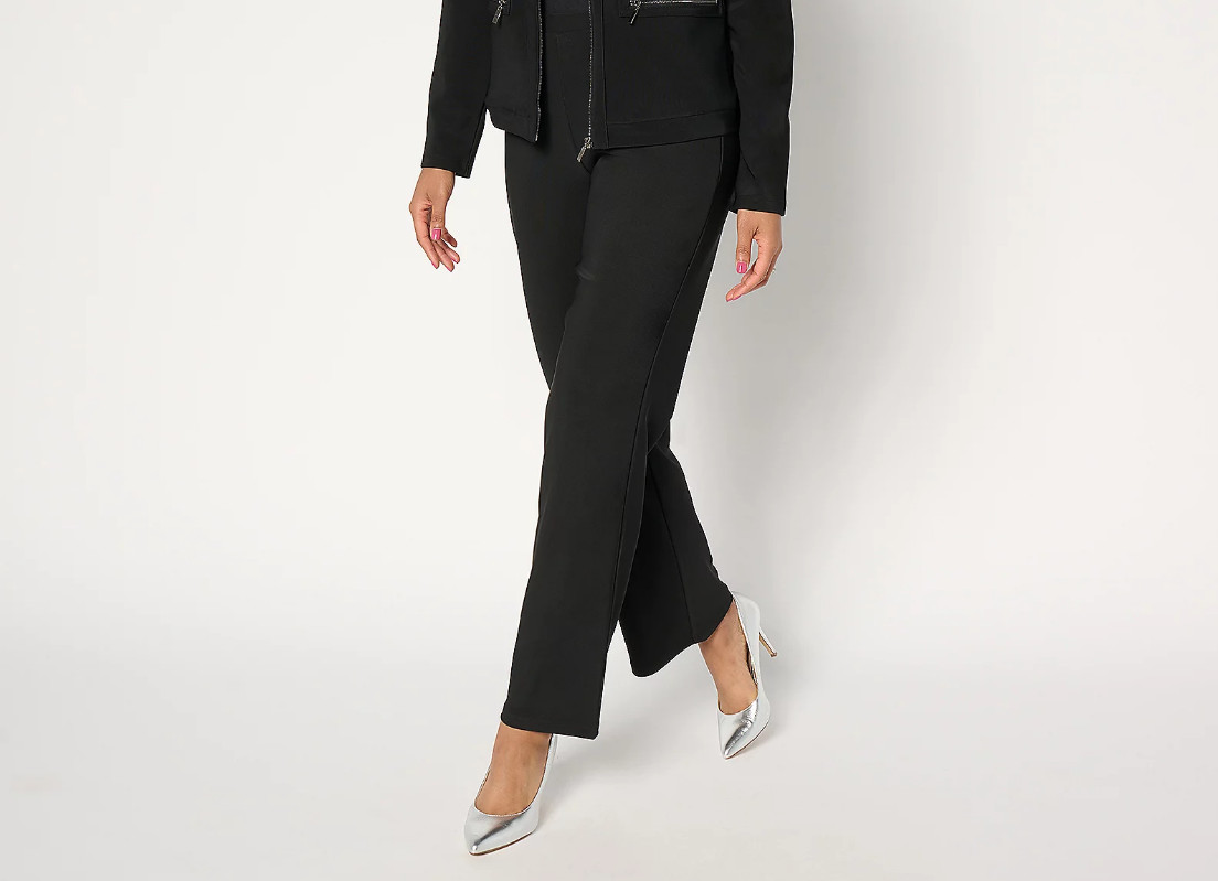 Women with Control Regular Wide Leg Pant, Black Sz L a65362