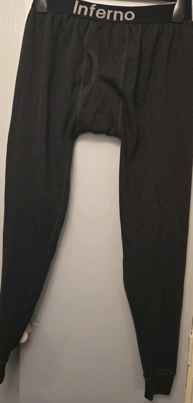 Mens Black Long Johns Thermal Underwear Inferno 36 Inch Waist 28 Inch Leg
