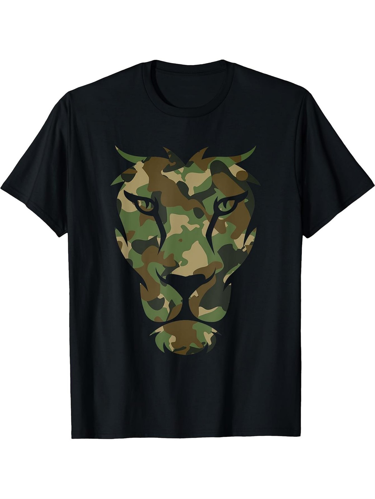 Men’S Camouflage Lion TShirt – Made from 100% with a Camo Design in Green, Brown