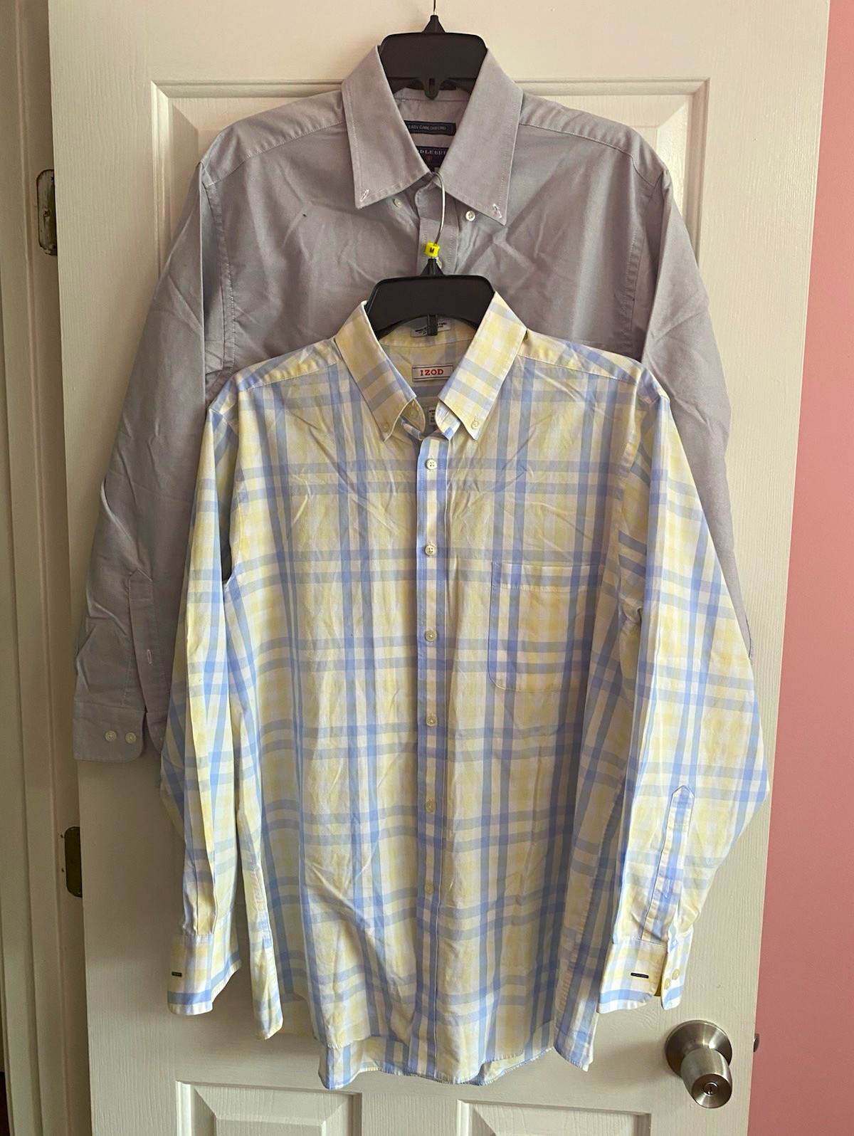 IZOD Wrinkle Free Twill Plaid Dress Shirt Regular Fit 16.5 32/33